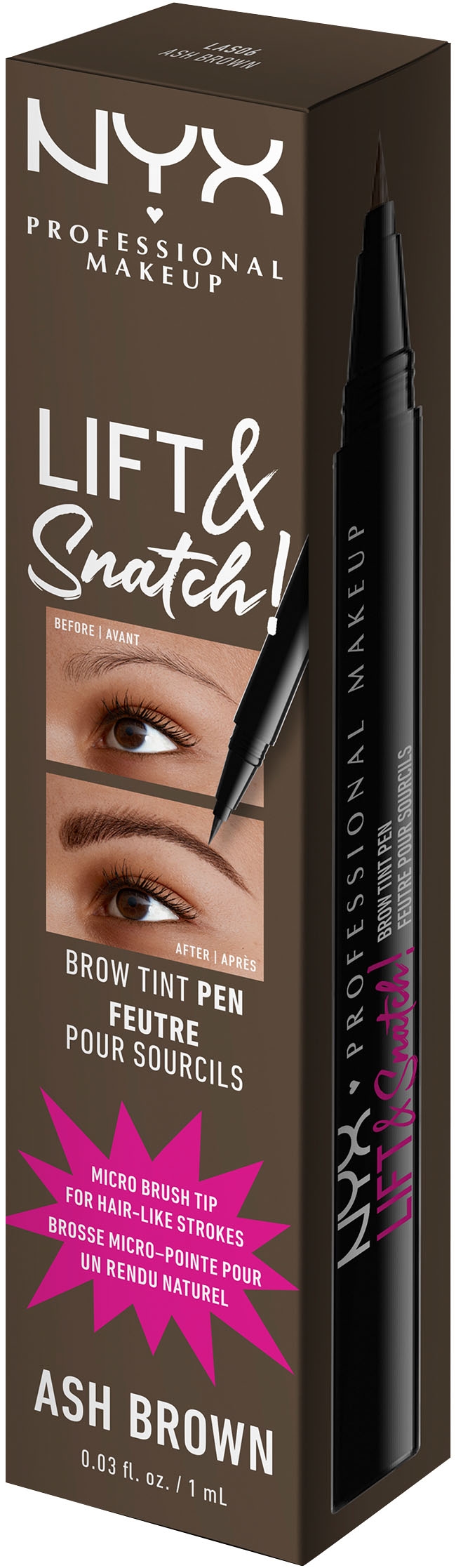 NYX Schmink-Set »Professional Makeup The Brow Glue Stick + Lift & Snatch Brow Tint Pen«, Nicht klebrig und wischfest, variable Deckkraft, bis zu 16h Halt.
