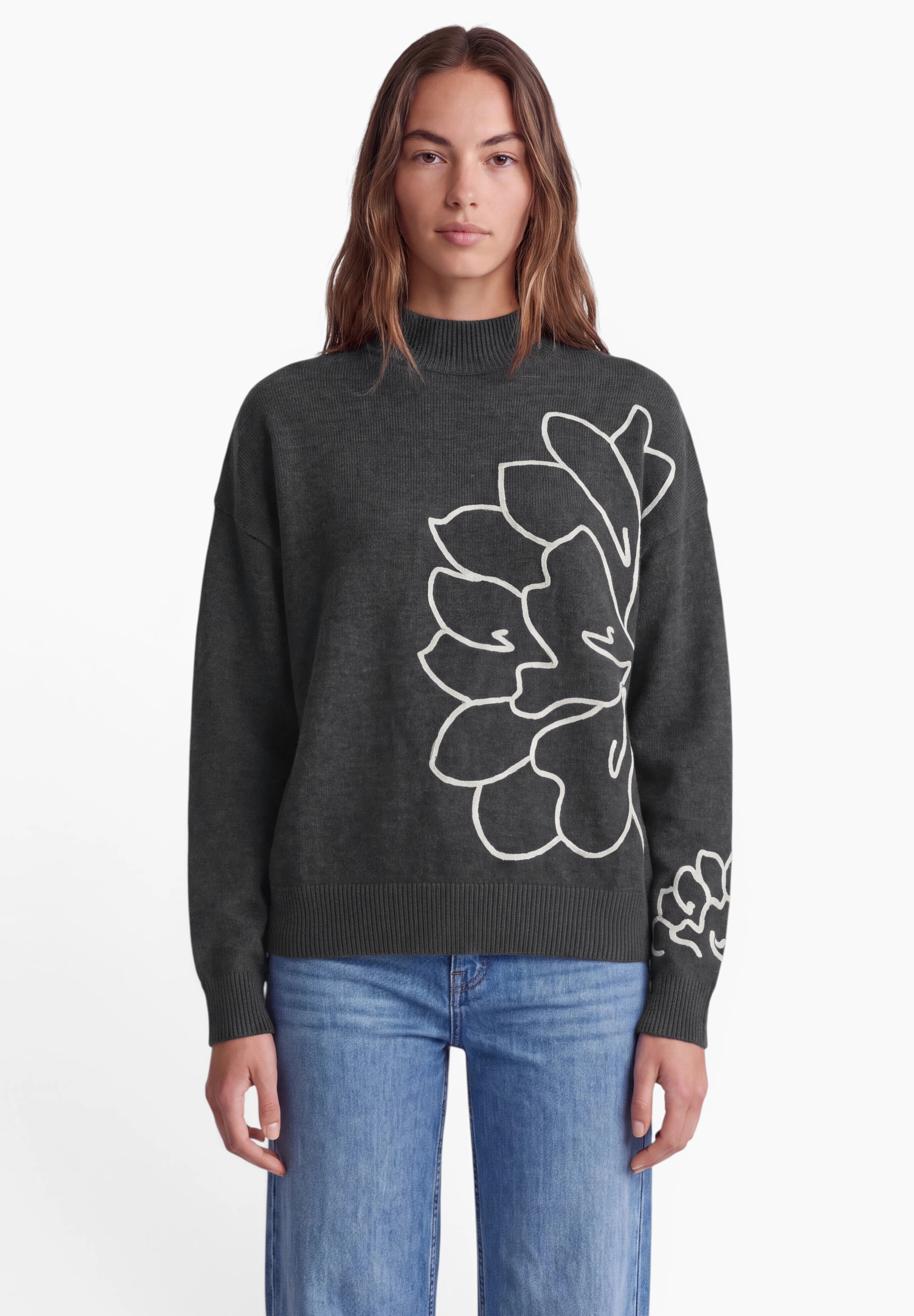 STREET ONE STUDIO Stehkragenpullover aus softem Materialmix