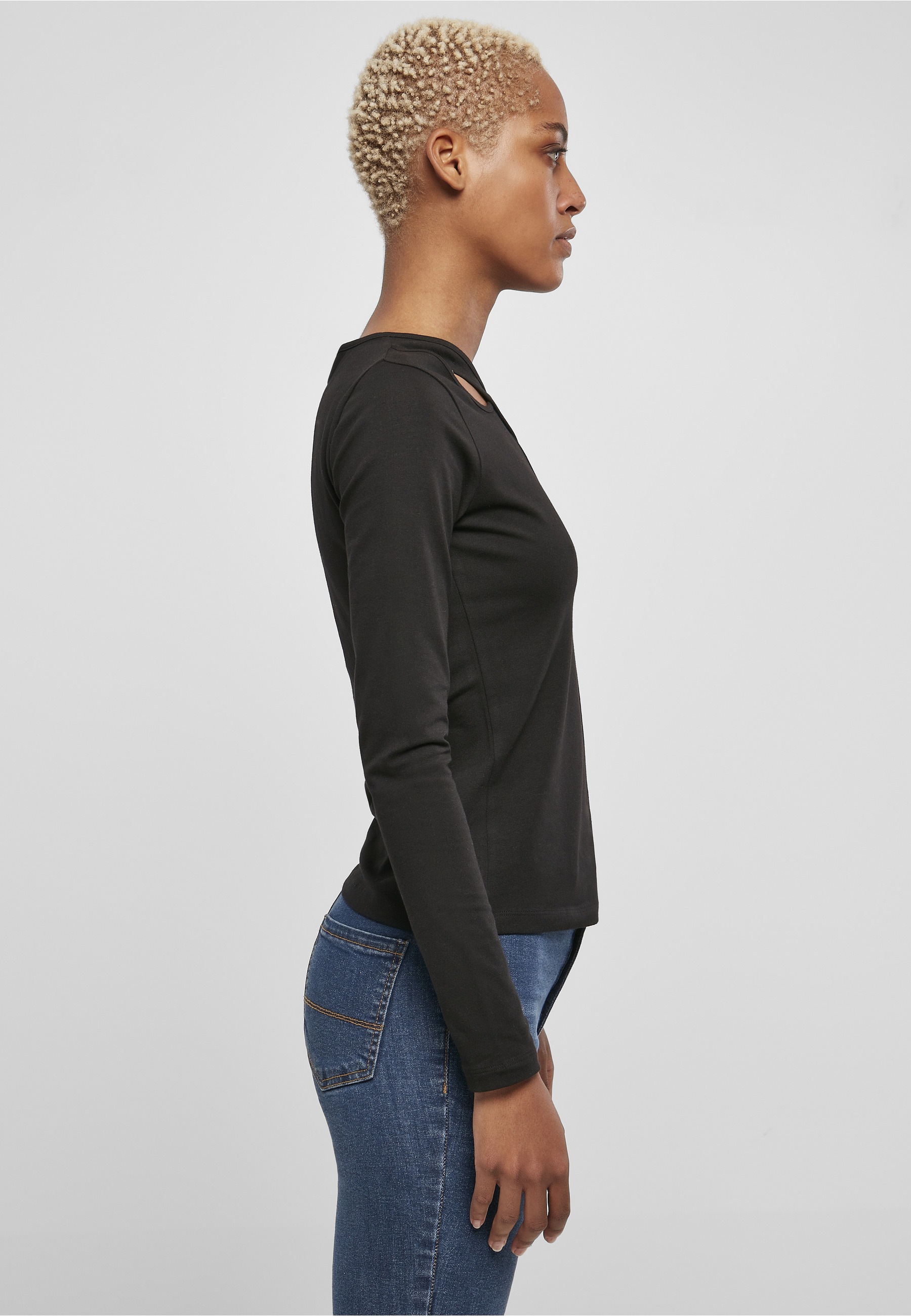 URBAN CLASSICS Longsleeve »Urban Classics Damen Ladies Crossed Cut Out Longsleeve« 1 Stk.