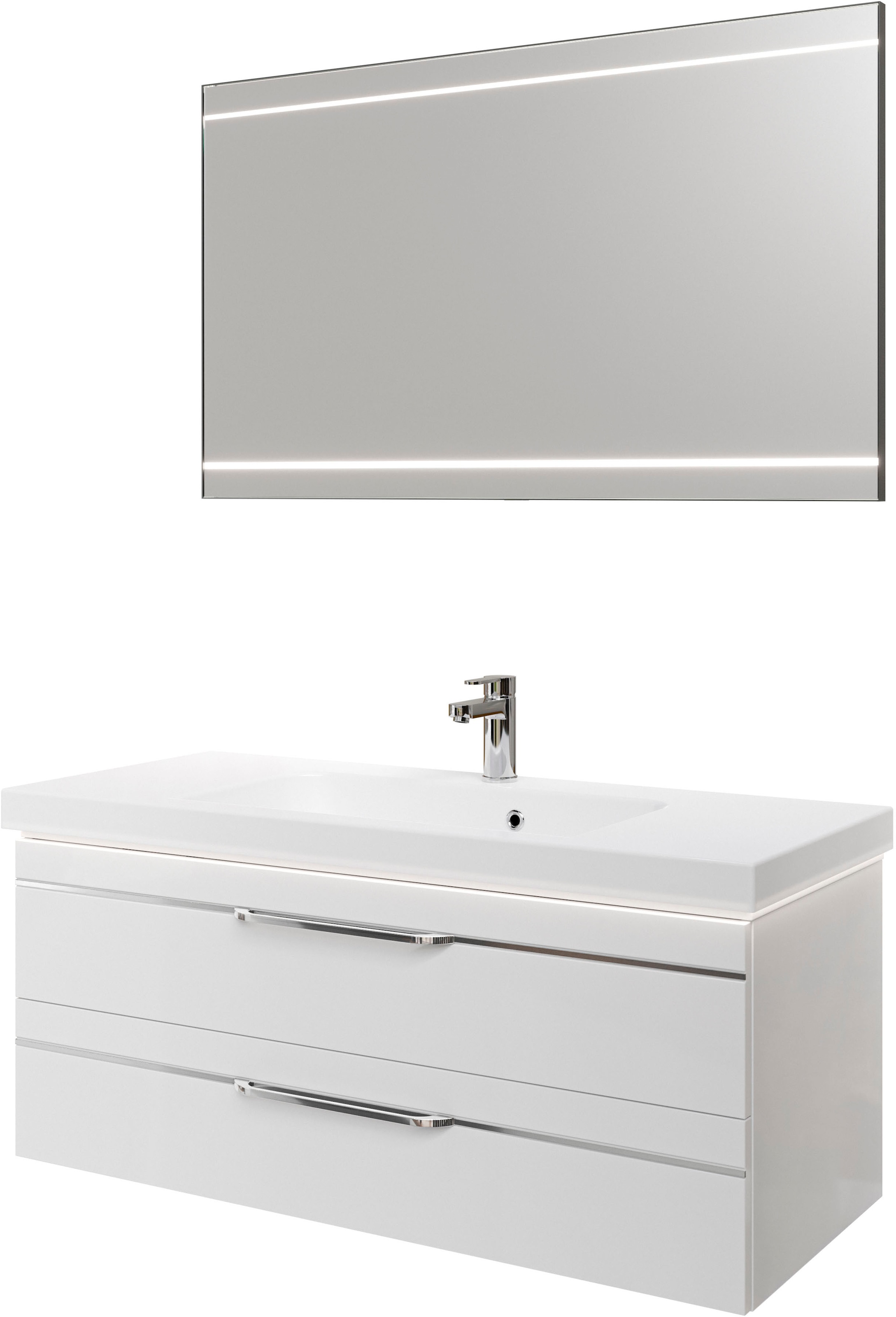 Saphir Badmöbel-Set "Balto 2-teilig Mineralmarmor-Waschtisch mit LED-Spiege günstig online kaufen