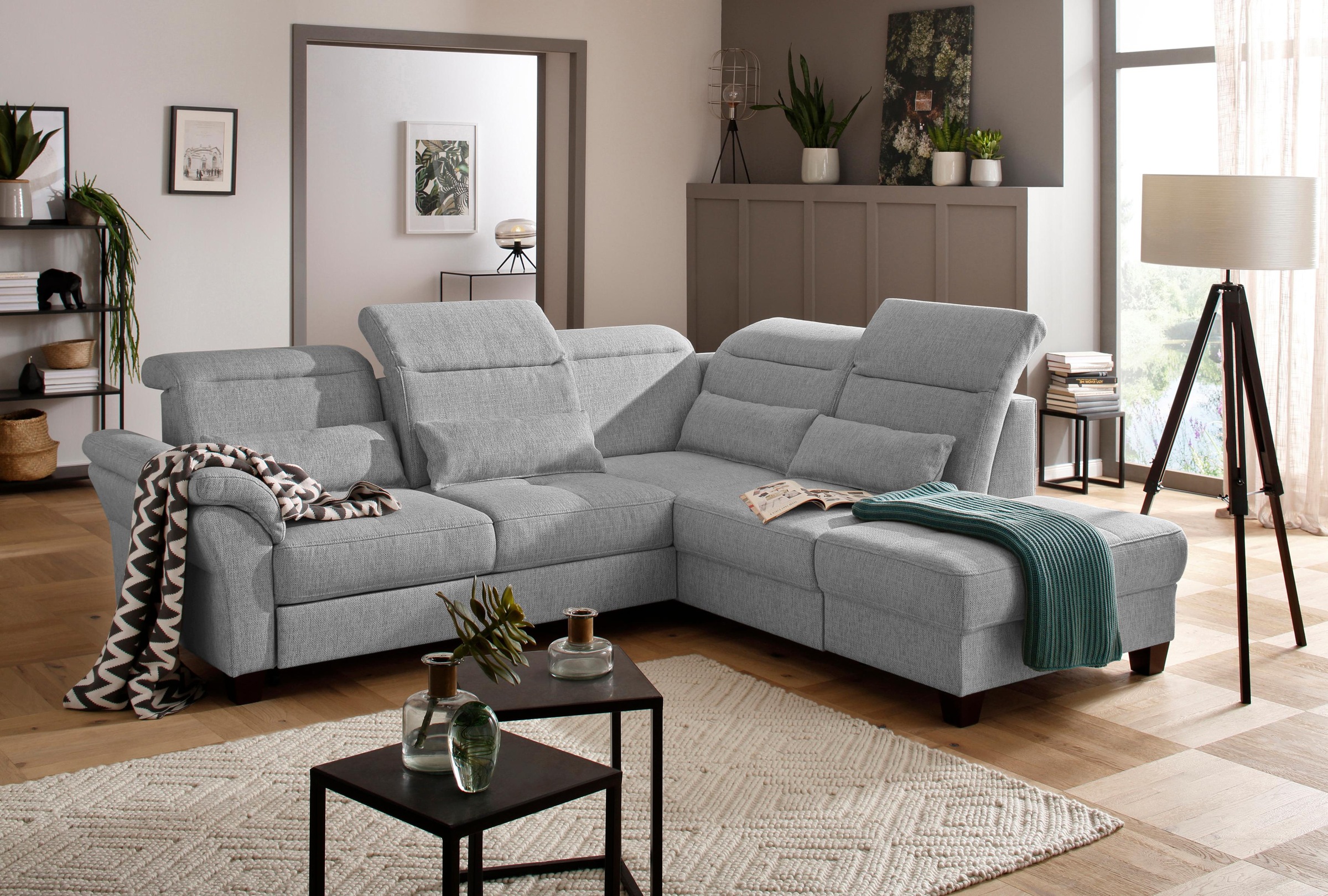 Home affaire Ecksofa "Solvei L-Form" wahlweise auch mit Kopfteilverstellung günstig online kaufen