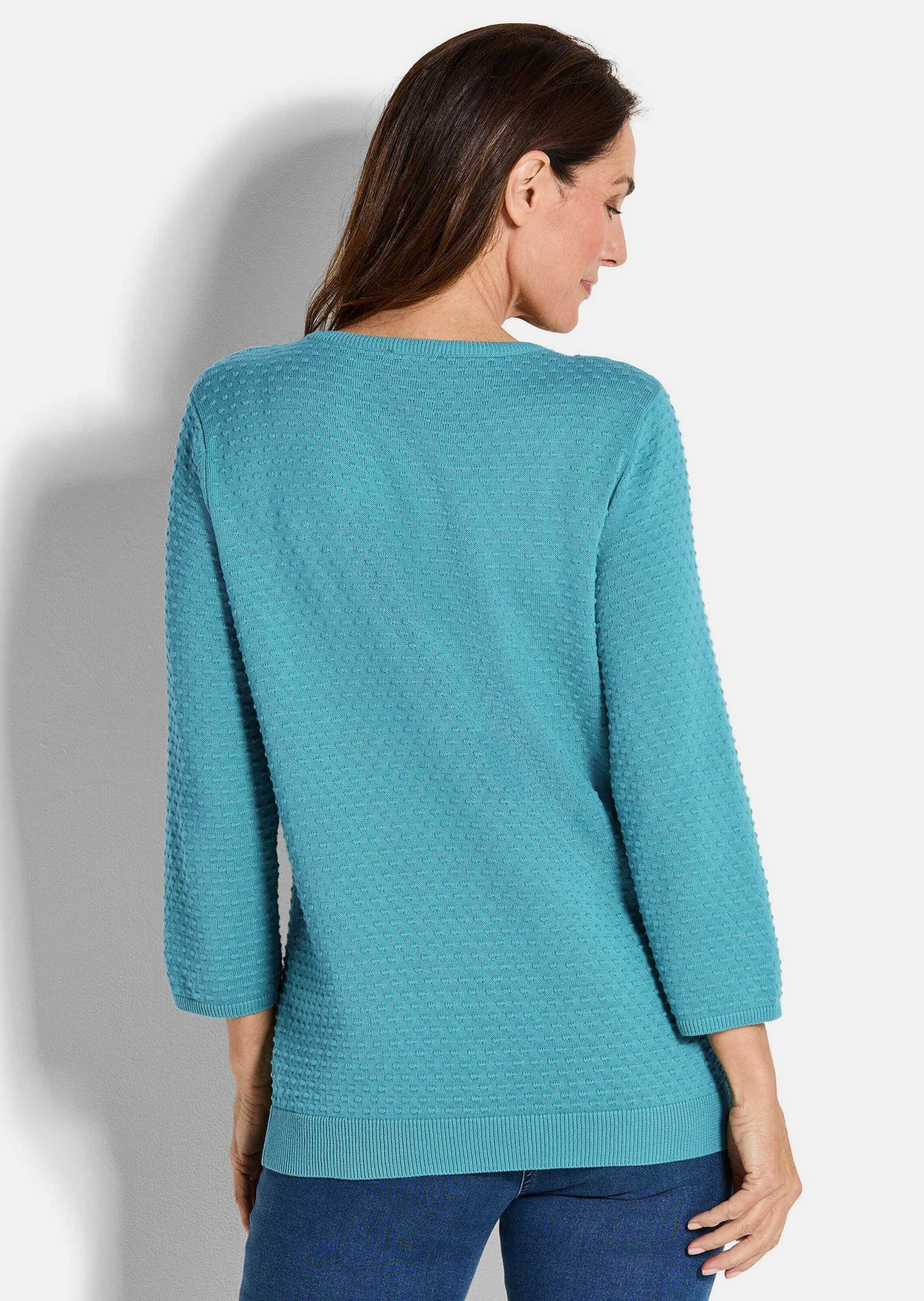 GOLDNER Rundhalspullover »Kurzgröße Strickpullover mit Pünktchenmuster«
