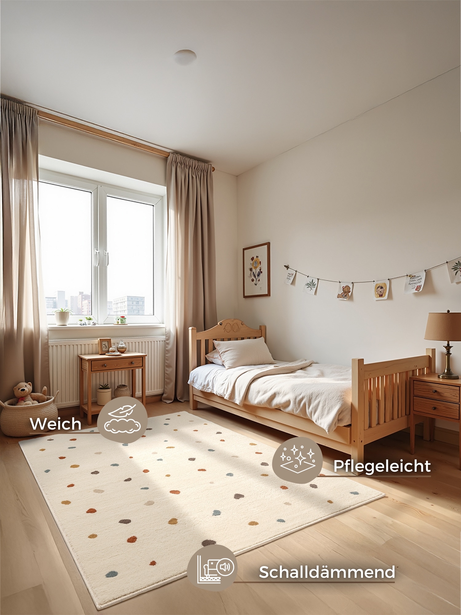 HANSE Home Kinderteppich »Funny Dots«, rechteckig, 8 mm Höhe, Spielteppich, fest, Kinderzimmer, Kurzflor, Spielunterlage