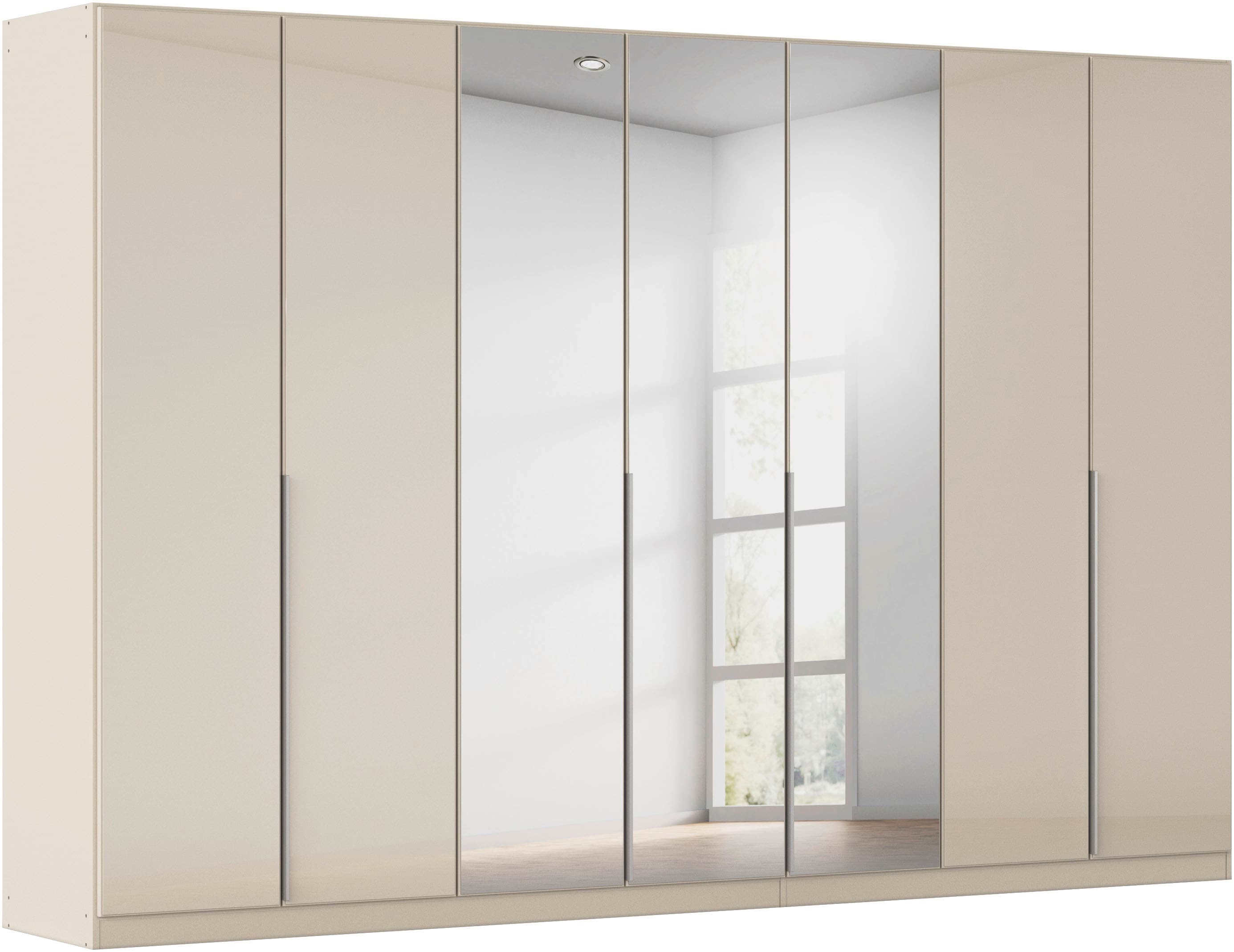 OTTO home Drehtürenschrank "Kleiderschrank Schrank Garderobe AGORDO mit Glasfront und Spiegel" in zwei Griff-Farben, Breiten 91-405 cm, durchdachte Innenausstattung, in 8 Breiten und 2 Höhen MADE IN GERMANY
