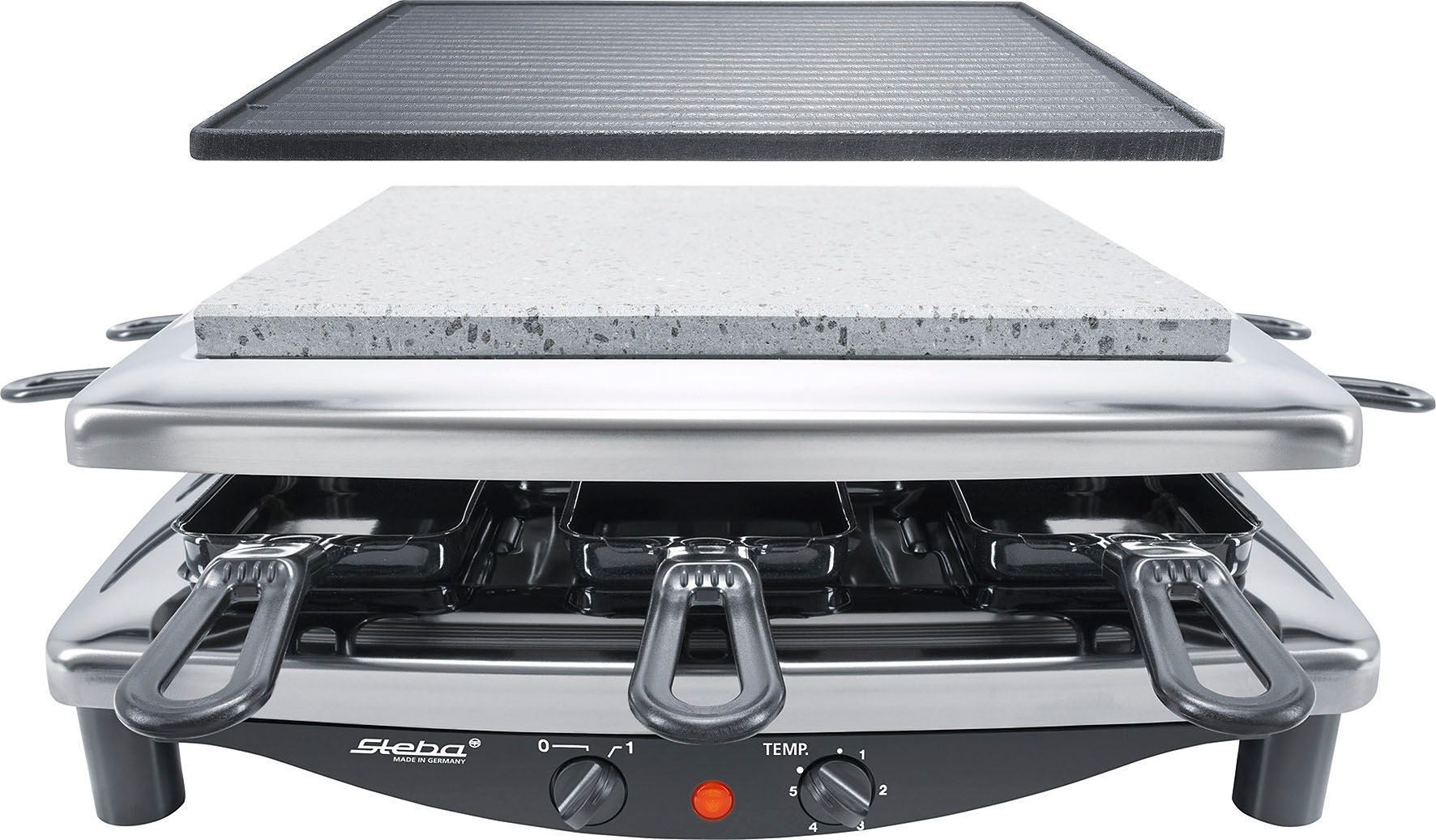 Steba Raclette "RC 3 plus chrom" 8 Stk. Raclettepfännchen 1.450 W günstig online kaufen