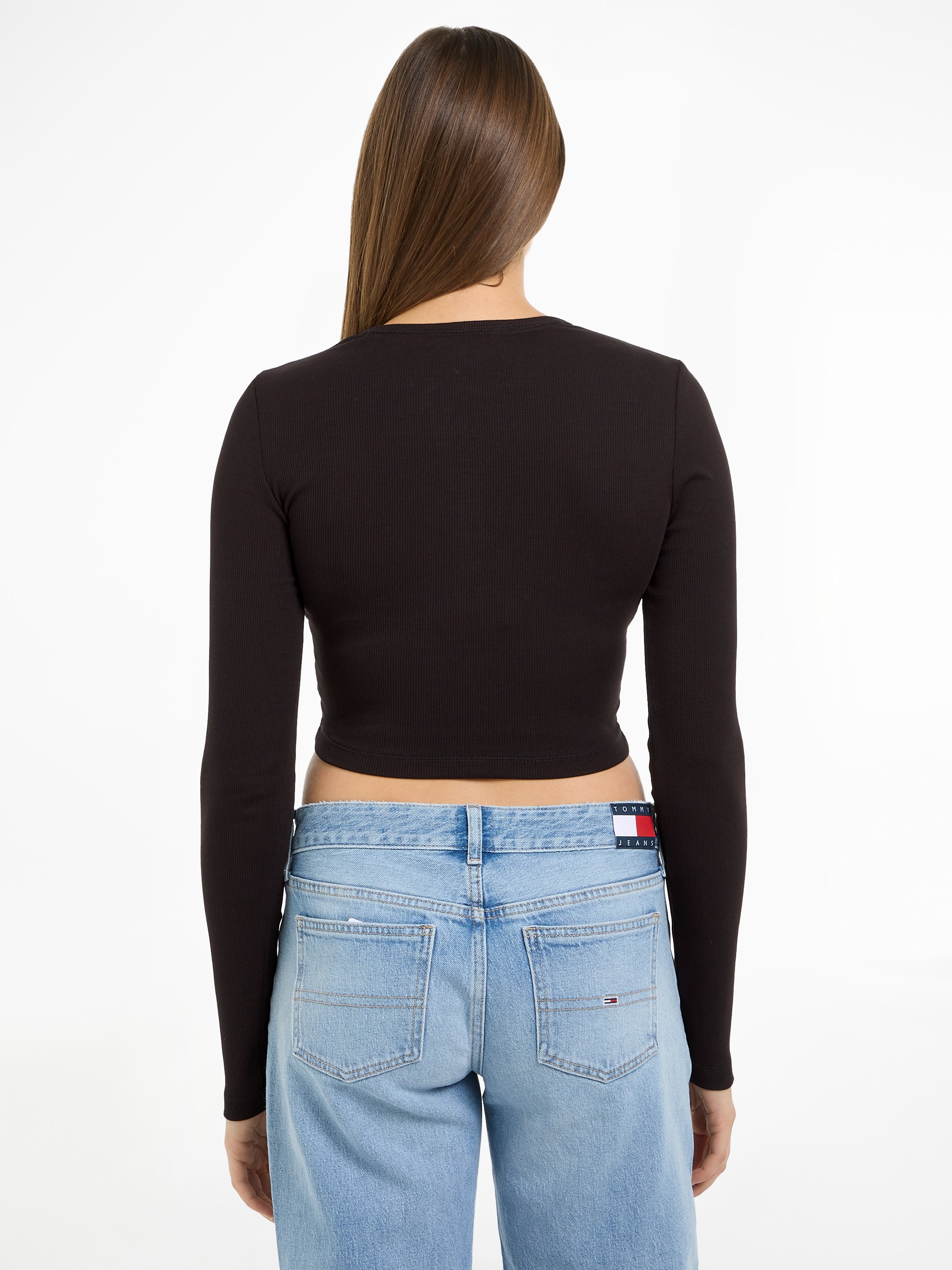 Tommy Jeans Langarmshirt "TJW CRP HENLEY TOP LS", in modischer Cropped Form günstig online kaufen