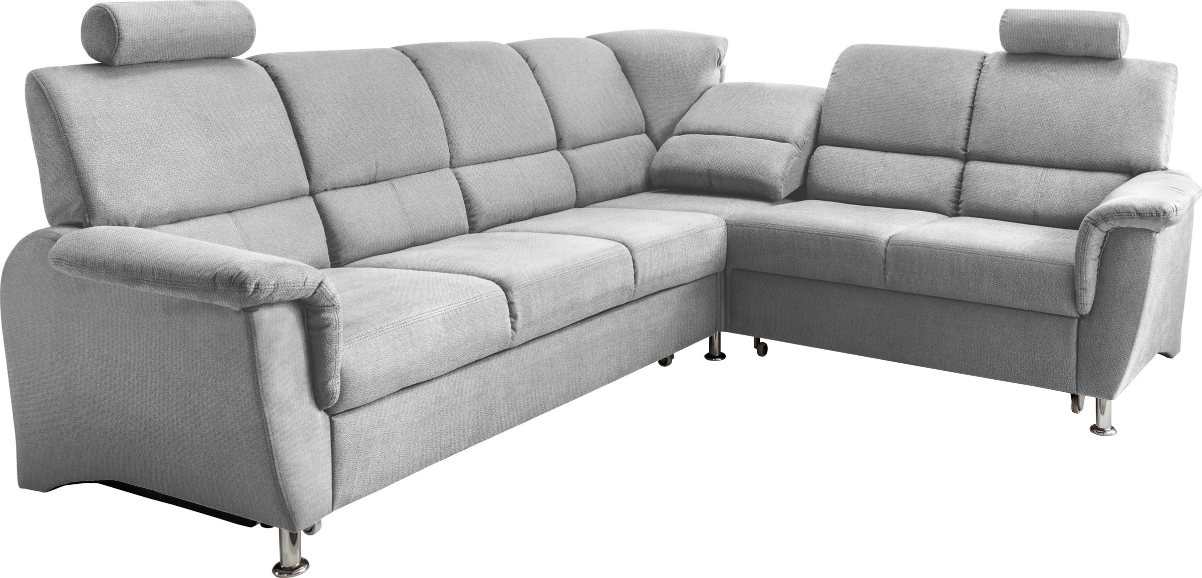 Home affaire Ecksofa »Pisa L-Form, mit Schlaffunktion, Stauraum, 2x höhenverstellbare«, Kopfstützen und Relaxfunktion im Eckelement
