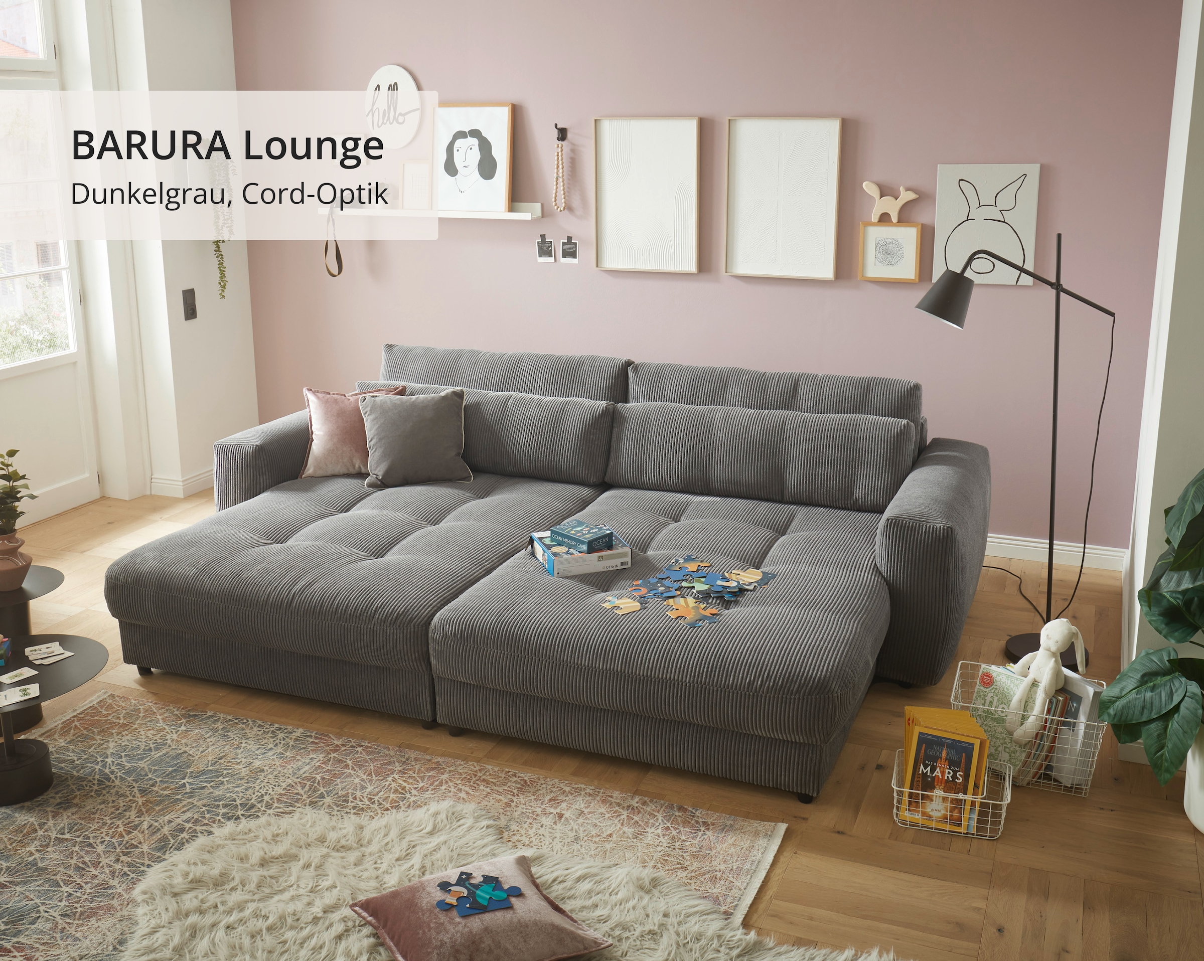 ED EXCITING DESIGN Big-Sofa »Loveseat, 2-Sitzer, Barura, Breite 292« Big-Sofa mit 2 Nierenkissen