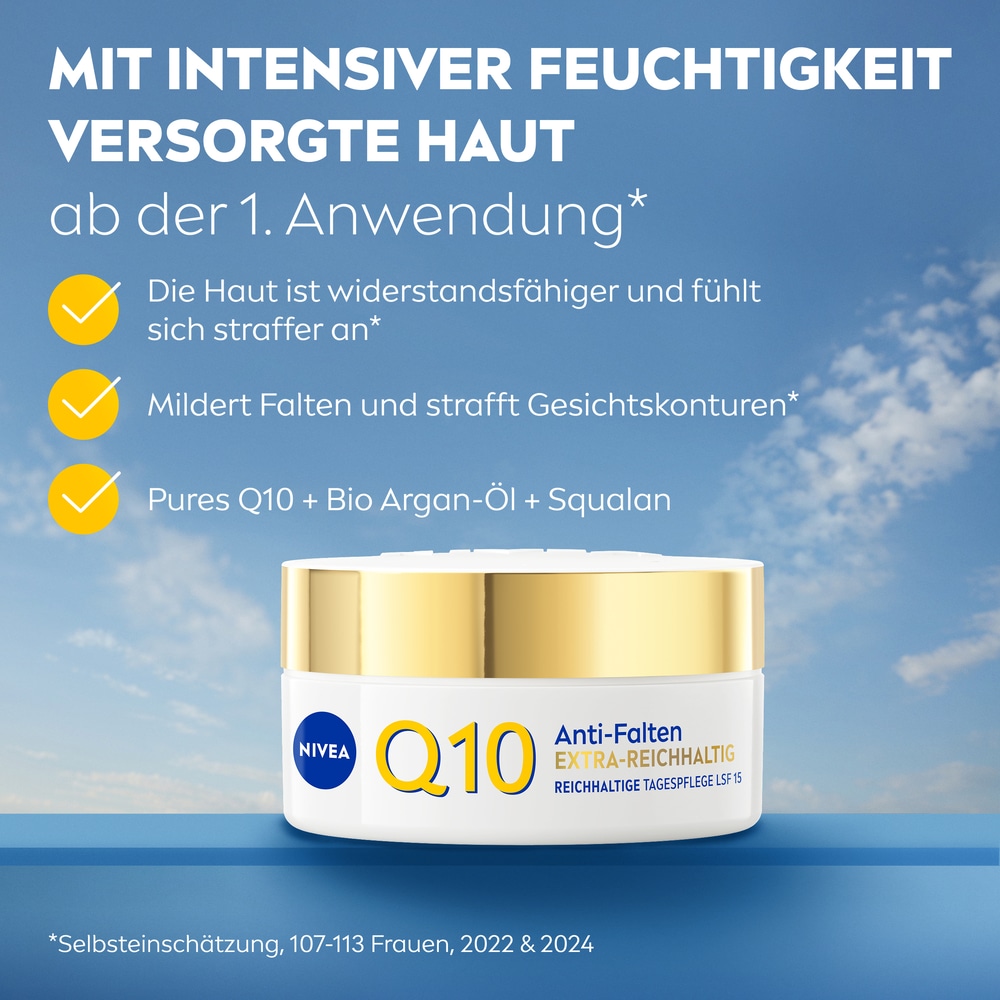 Nivea Tagescreme »Q10 Anti-Falten Power Reichhaltige Tagespflege LSF 15« spendet intensive Feuchtigkeit für 24 Stunden