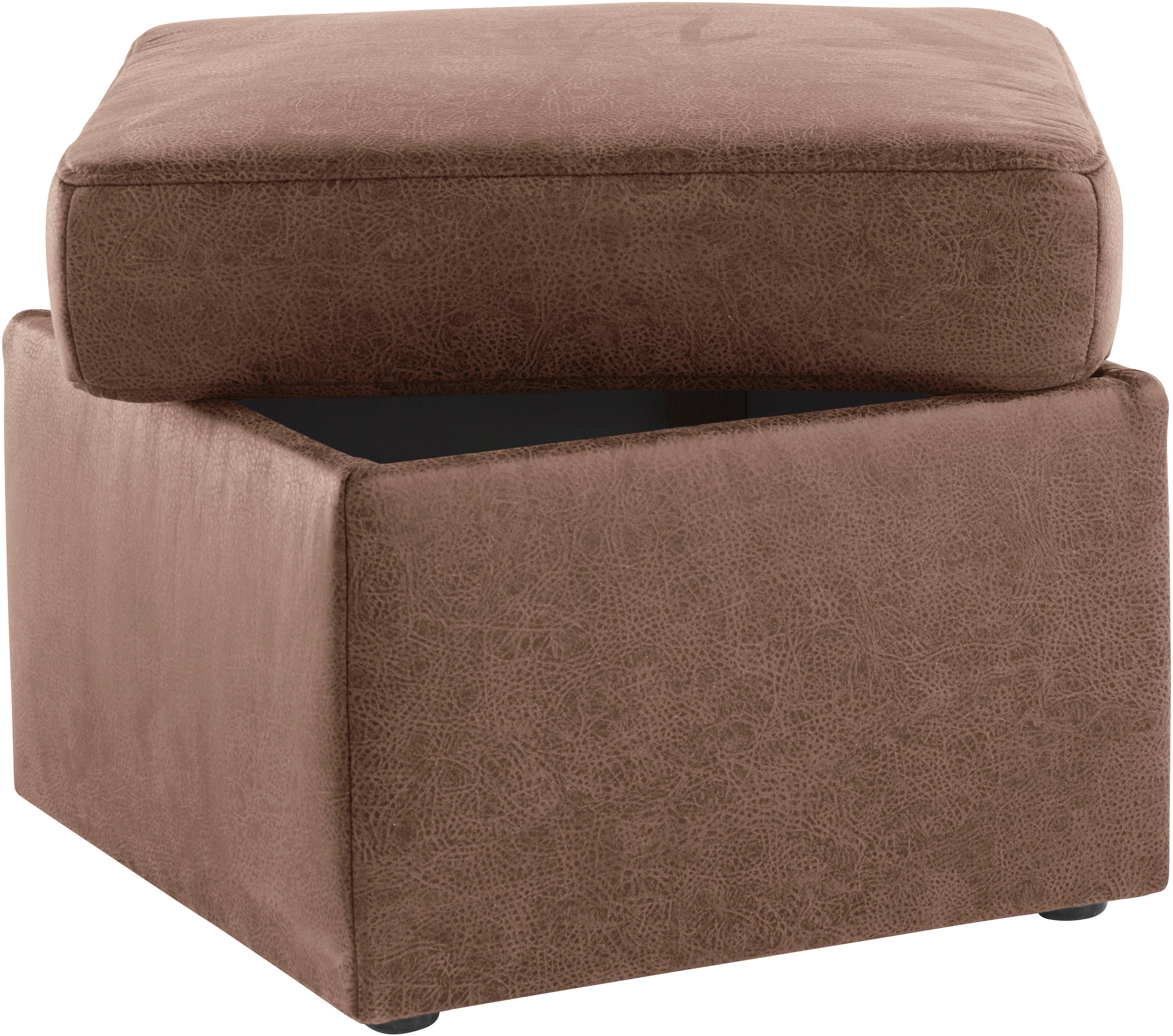 Stauraumhocker SIT & MORE "Melissa", braun (haselnuss), B:60cm H:48cm T:60cm, 100% Polyester, Hocker, klassisches Design, optional in dem mit Wasser zu reinigendem Bezug 3