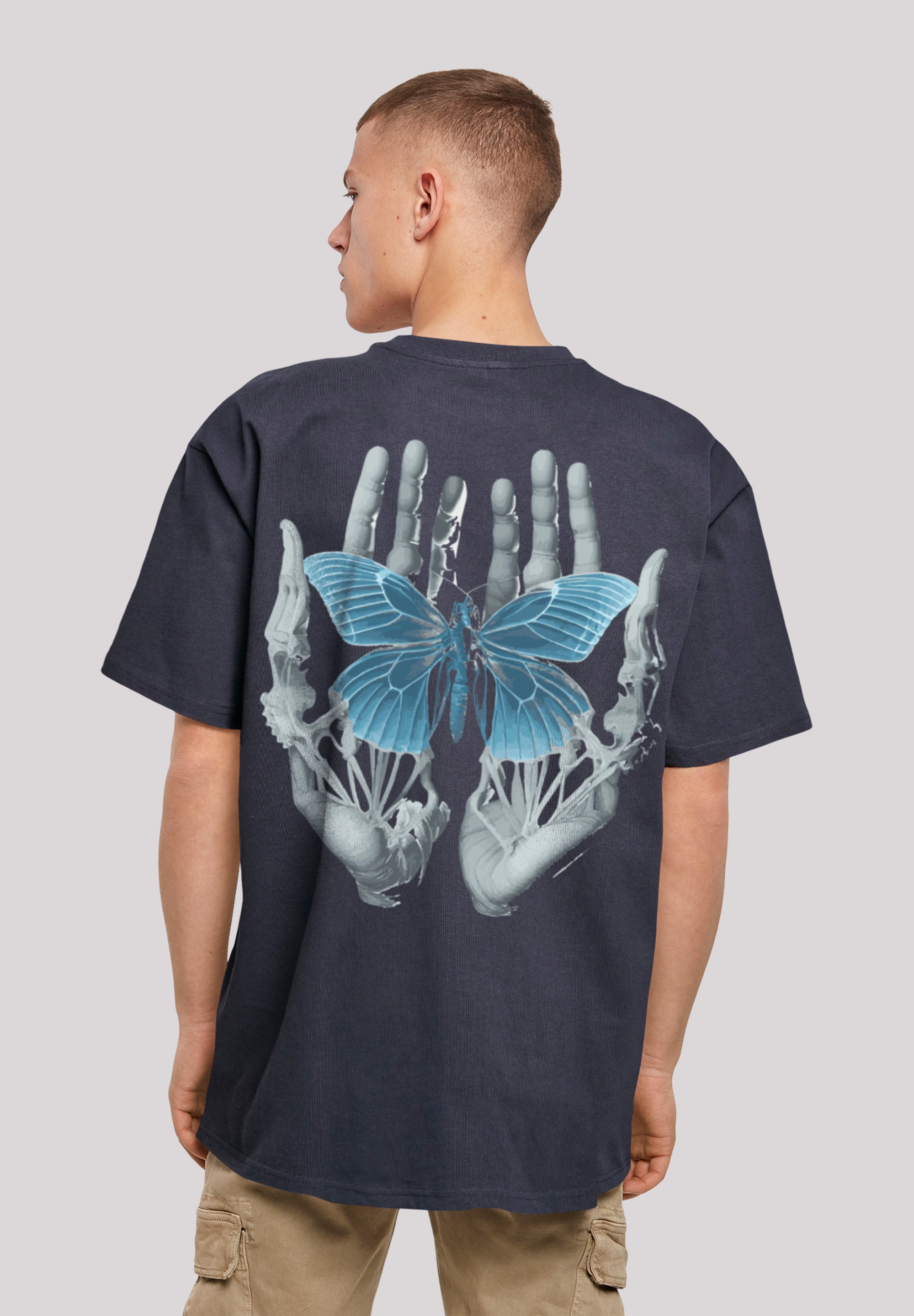 T-Shirt »Skelett Hände Schmetterling«, Print