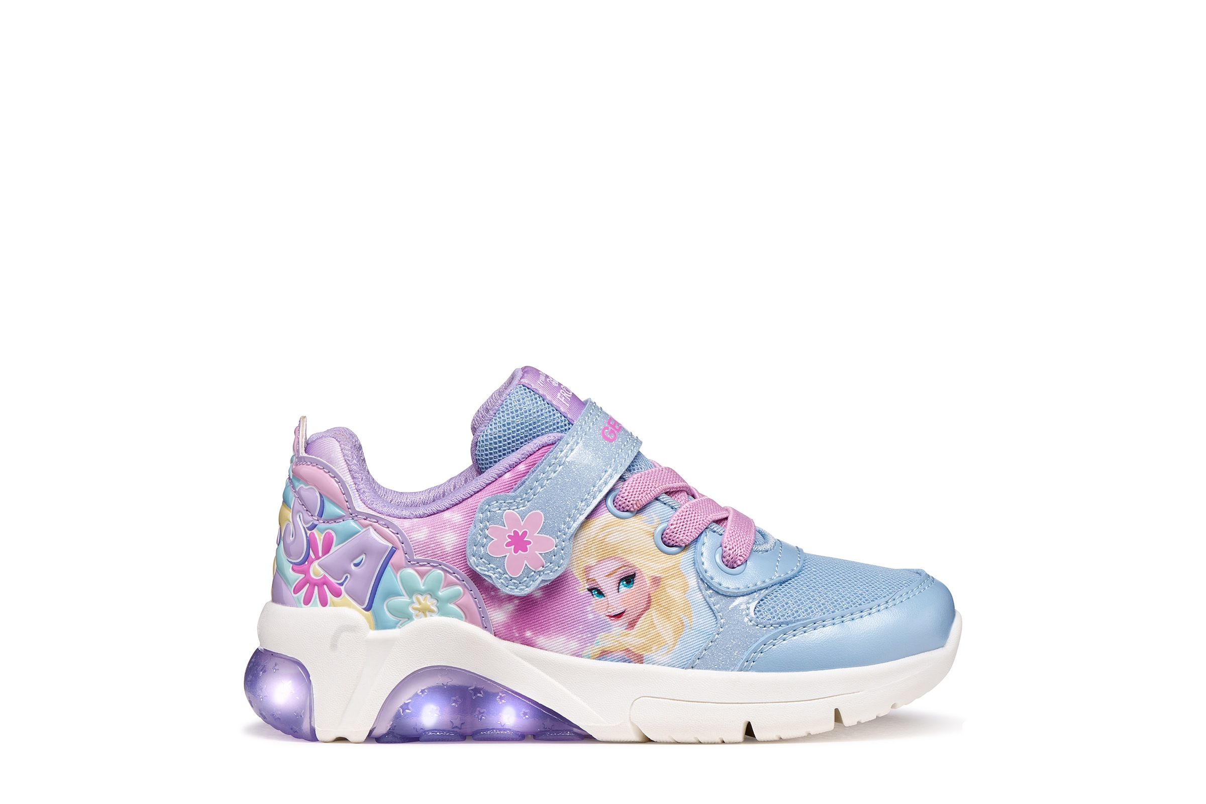 Geox Sneaker »J FADINLIGHT GIRL«  Klettschuh mit Blüten und Elsa-Motiv, Größenschablone zum Download