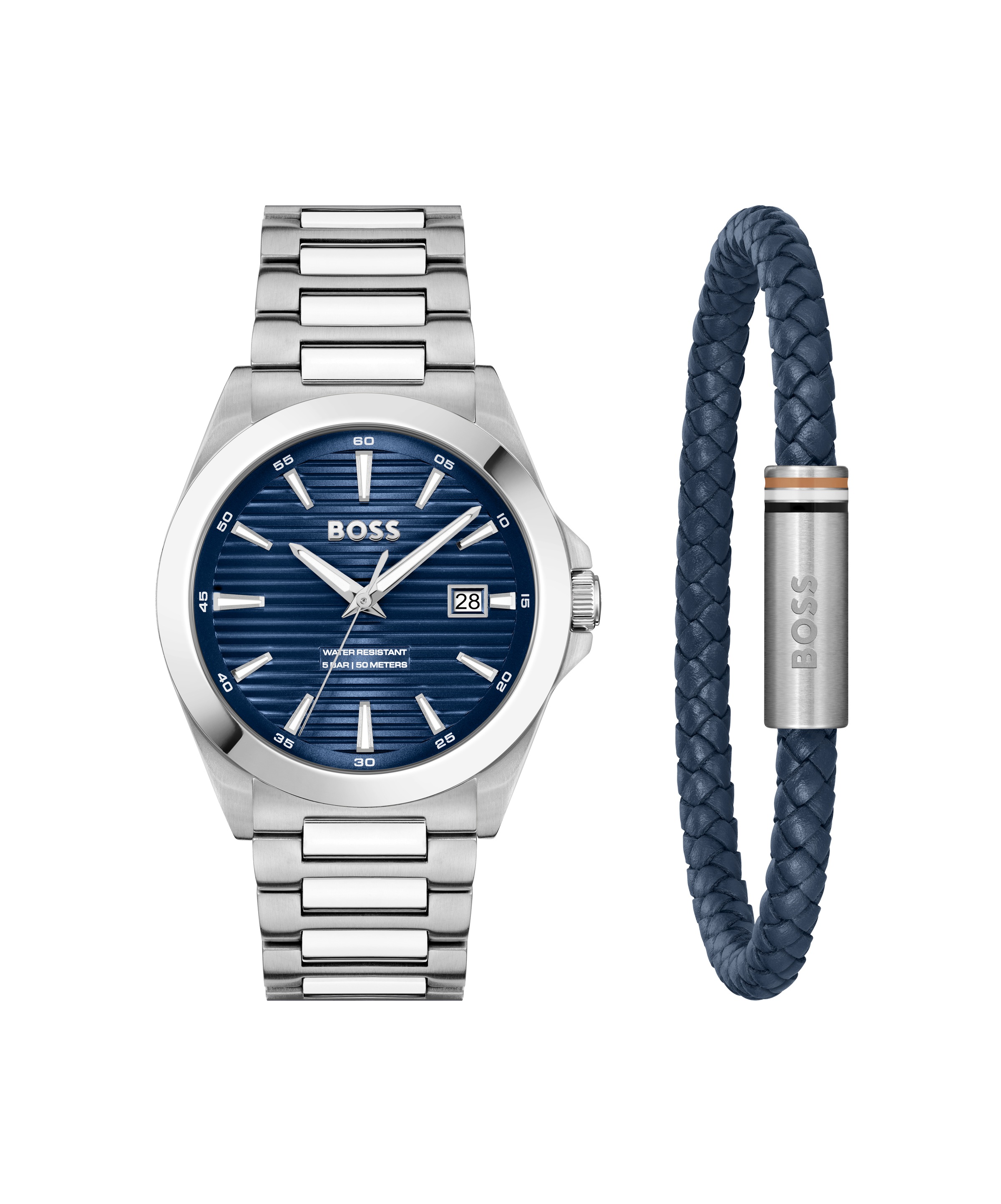 BOSS Quarzuhr »Strike Giftset« Armbanduhr, Herrenuhr, Edelstahlarmband, Ideal auch als Geschenk