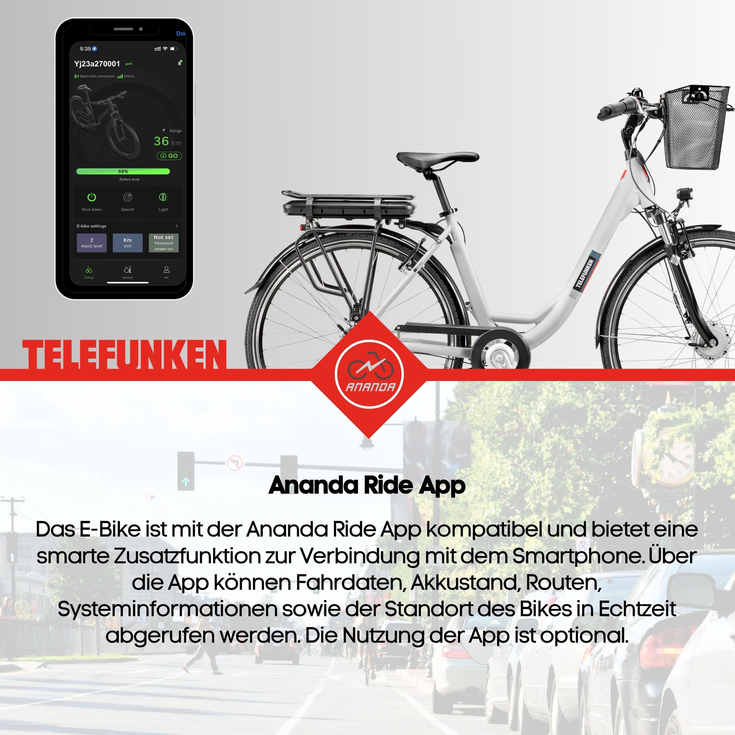Telefunken E-Bike »Multitalent RC667«, 7 Gang, Shimano, Nexus, Frontmotor 250 W, Pedelec, Elektrofahrrad, Damen, Herren, innerhalb StVZO, 28 Zoll