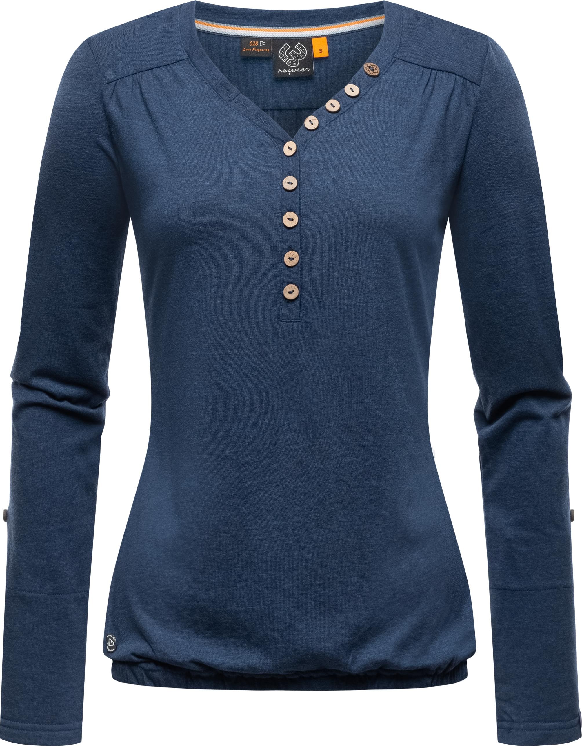 Ragwear Langarmshirt »Pinchi Melange«, Knöpfen für Longsleeve Stylisches BAUR Damen | mit bestellen