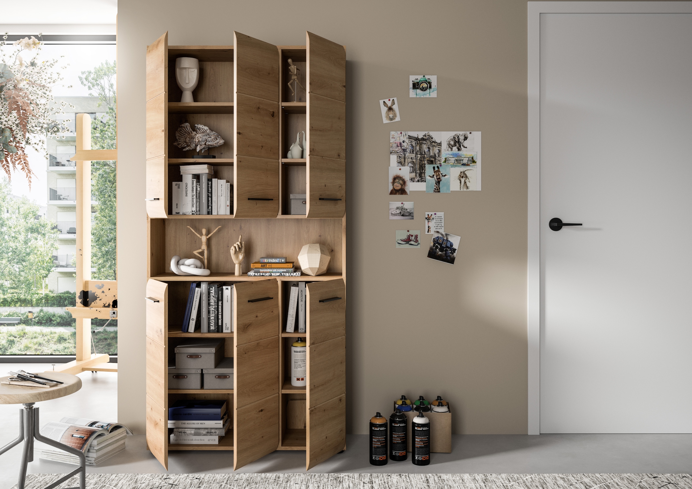 INOSIGN Stauraumschrank, (1 St.), Florenz, Mehrzweckschrank Artisan Oak NB, 185 cm Höhe, Bad