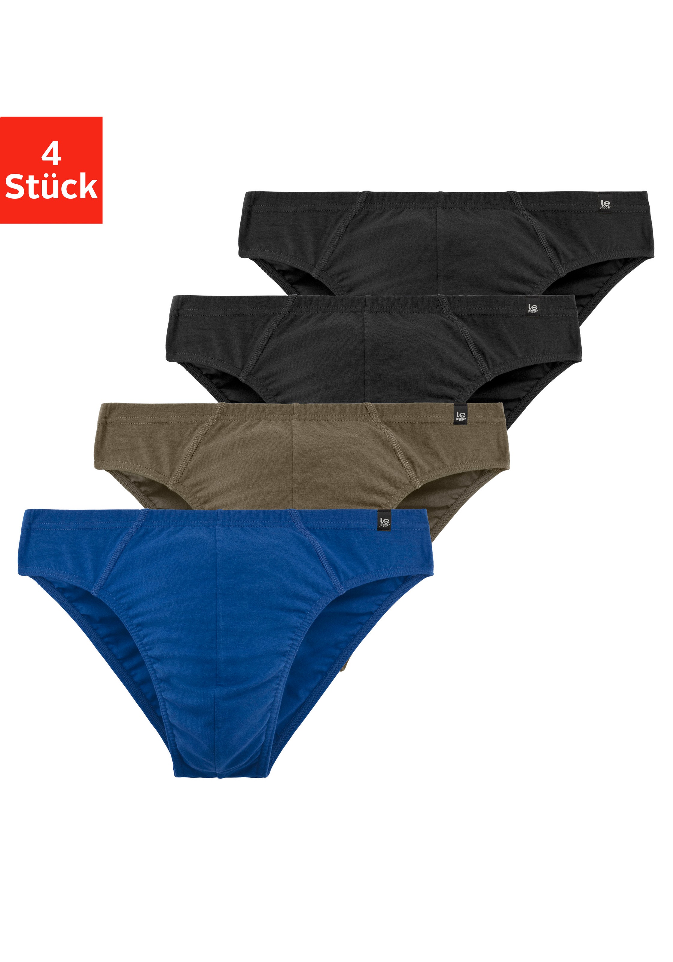 le jogger Slip, (Packung, 4 St.), schmaler Bund mit Markenlabel