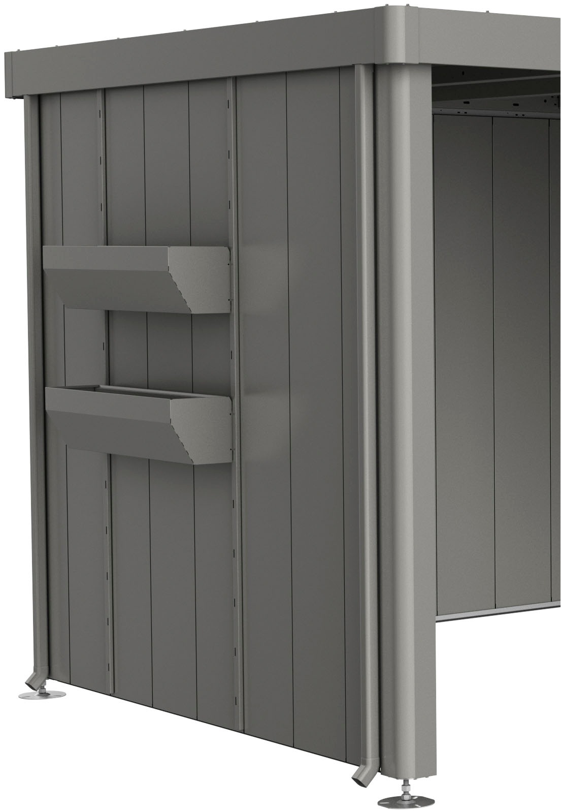 Blumenkasten BIOHORT, B:84,1cm H:3,9cm T:197,2cm, grau, Stahl, Terasse, Pflanzgefäße, "FLORABOARD NEO Seitendach, verschiedene Farben", 197x84x4 cm