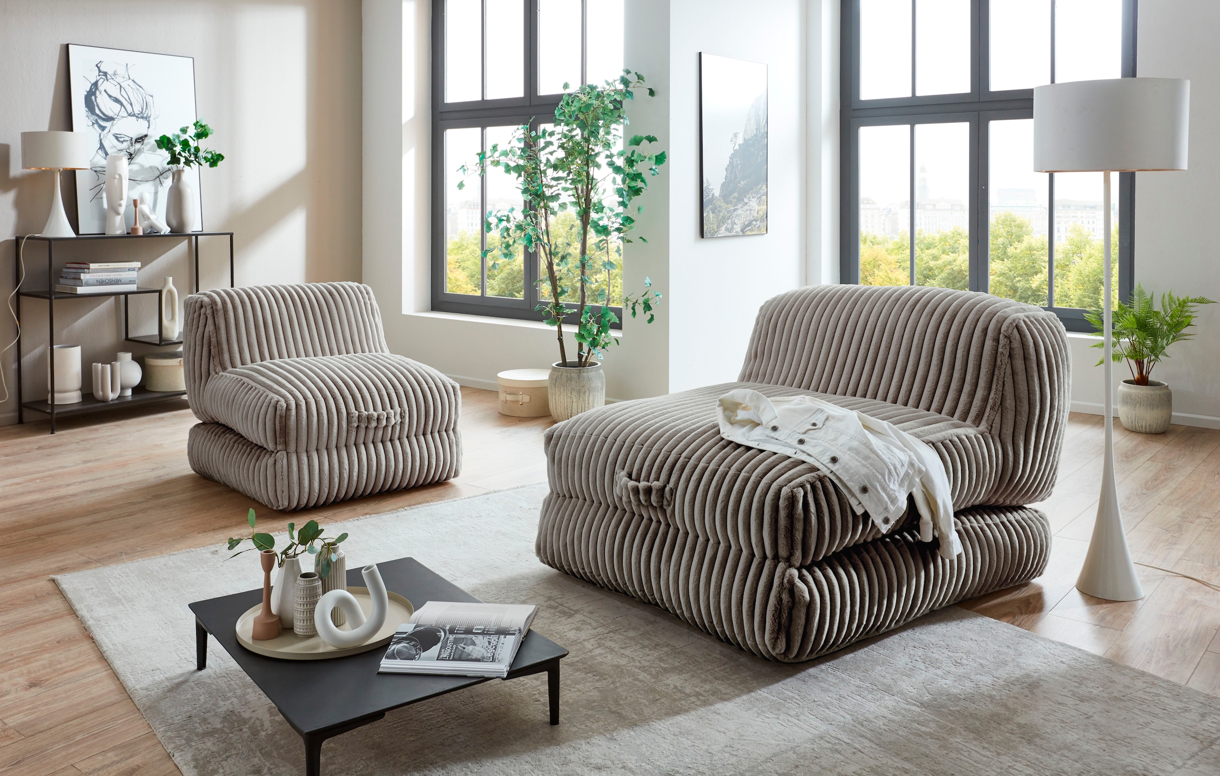 Home affaire XXL-Sessel "Pia" Loungesessel in Megacord, 2 Größen, Schlaffun günstig online kaufen