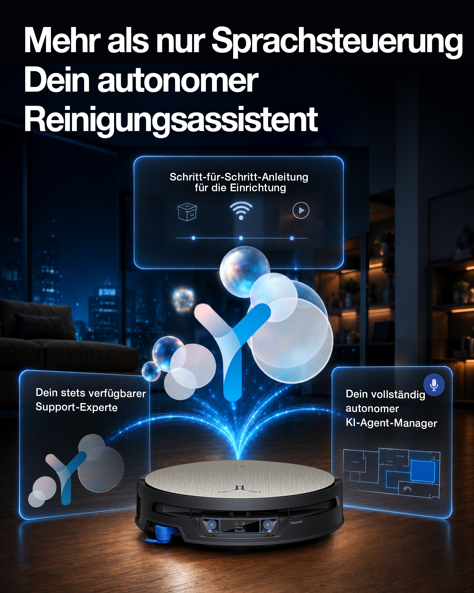 ECOVACS Nass-Trocken-Saugroboter »DEEBOT X12S, inkl. OmniCyclone Station« 27.000 Pa + 53 AW Saugleistung, 27cm Wischrolle