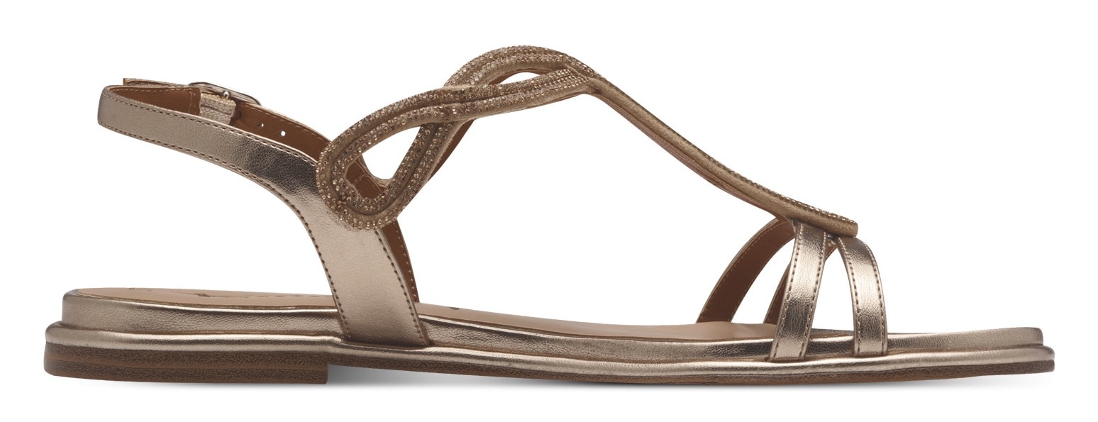 Tamaris Riemchensandale, Sommerschuh, Festtagschuh, Sandalette mit funkelnden Strasssteinchen