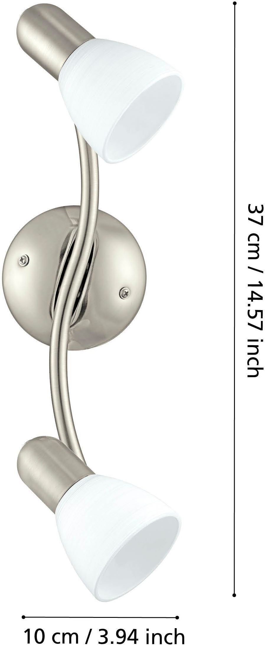 EGLO Deckenleuchte »Dakar 1 Deckenlampe, Deckenspot aus Stahl und Glas, E14, Deckenleuchte« E14 1 Stk. Spot - L37 x B10 cm - nickel-matt - 2X40W exkl.