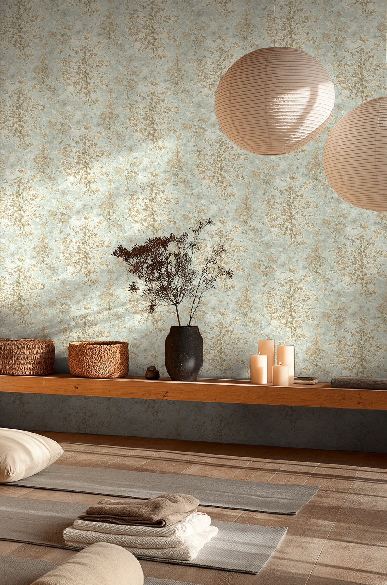 living walls Vliestapete "Vibes & Styles Astrid – Whispering Woods Vliestapete" glänzend leicht strukturiert Zarte Baumstruktur im Aquarellstil mit feinem Glitzer- und Glanzeffekt