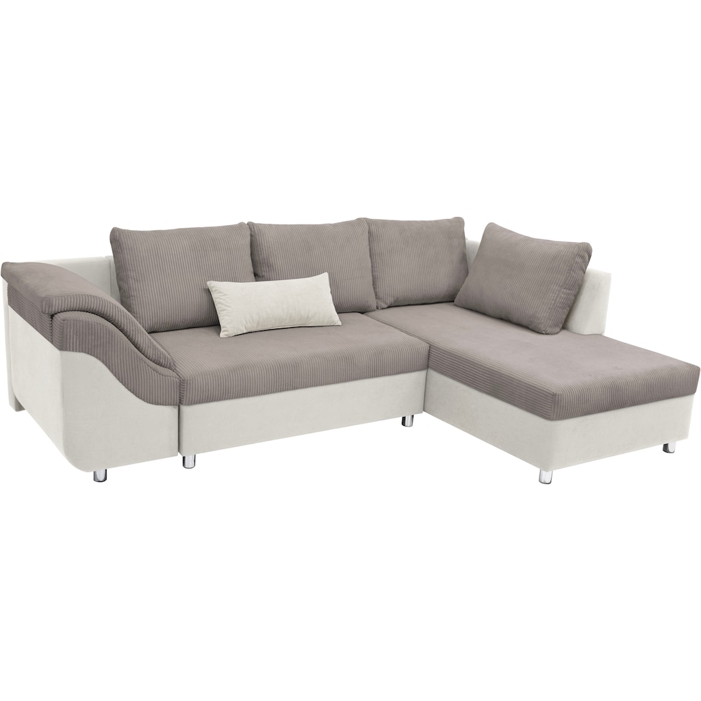 COLLECTION AB Ecksofa Sally L-Form, mit und ohne Bettfunktion, inklusive loser Rücken- und Zierkissen