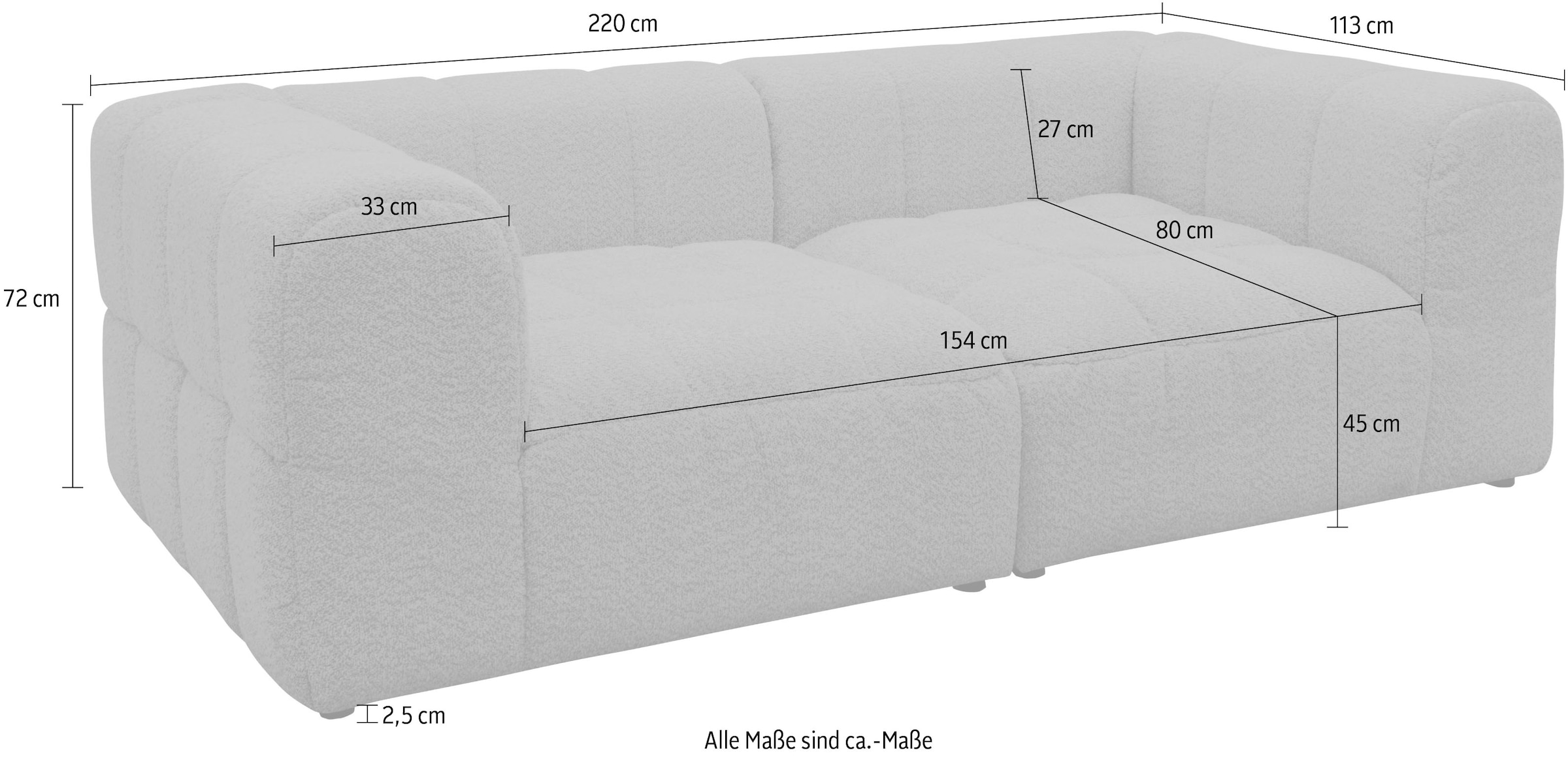 DOMO collection Big-Sofa »800019 Megasofa in 2 Breiten, Kassettensteppung, modern, Federkern«, (2 St.), Bigsofa mit Taschenfederkern und Kassettensteppung