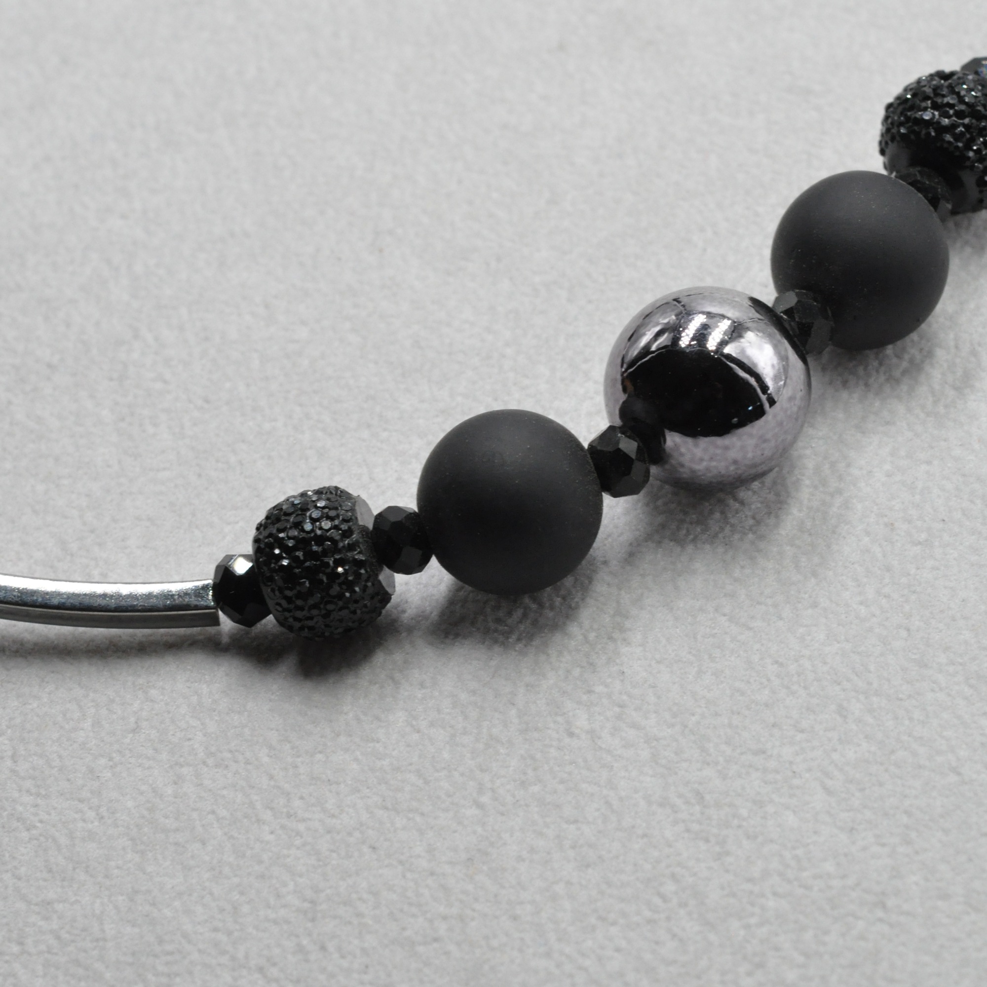 Steuer Collierkettchen »Metall glänzend Glasstein Schwarz«