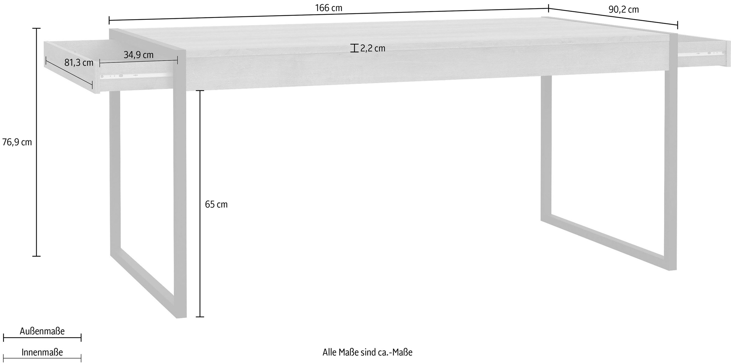 FORTE Esstisch, Breite 166 cm