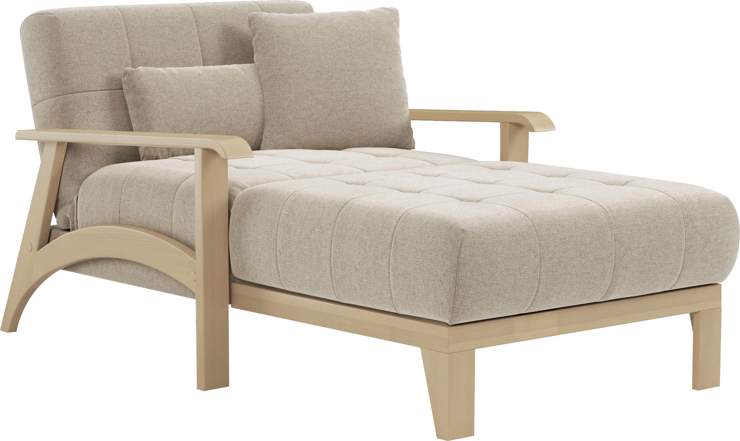 sit&more Recamiere »Billund«, Armlehnen aus Buchenholz in natur, verschiedene Bezüge und Farben