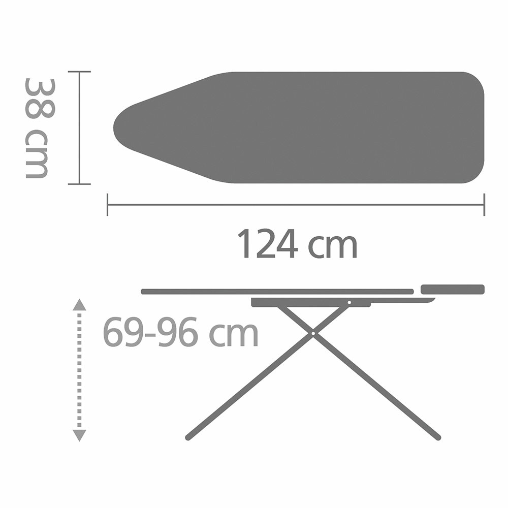 Brabantia Bügelbrett »Bügeltisch B, 124 x 38 cm, Dst-Mulde Solide«, Bügelfläche 124 cmx38 cm, Fairtrade-zertifiziert