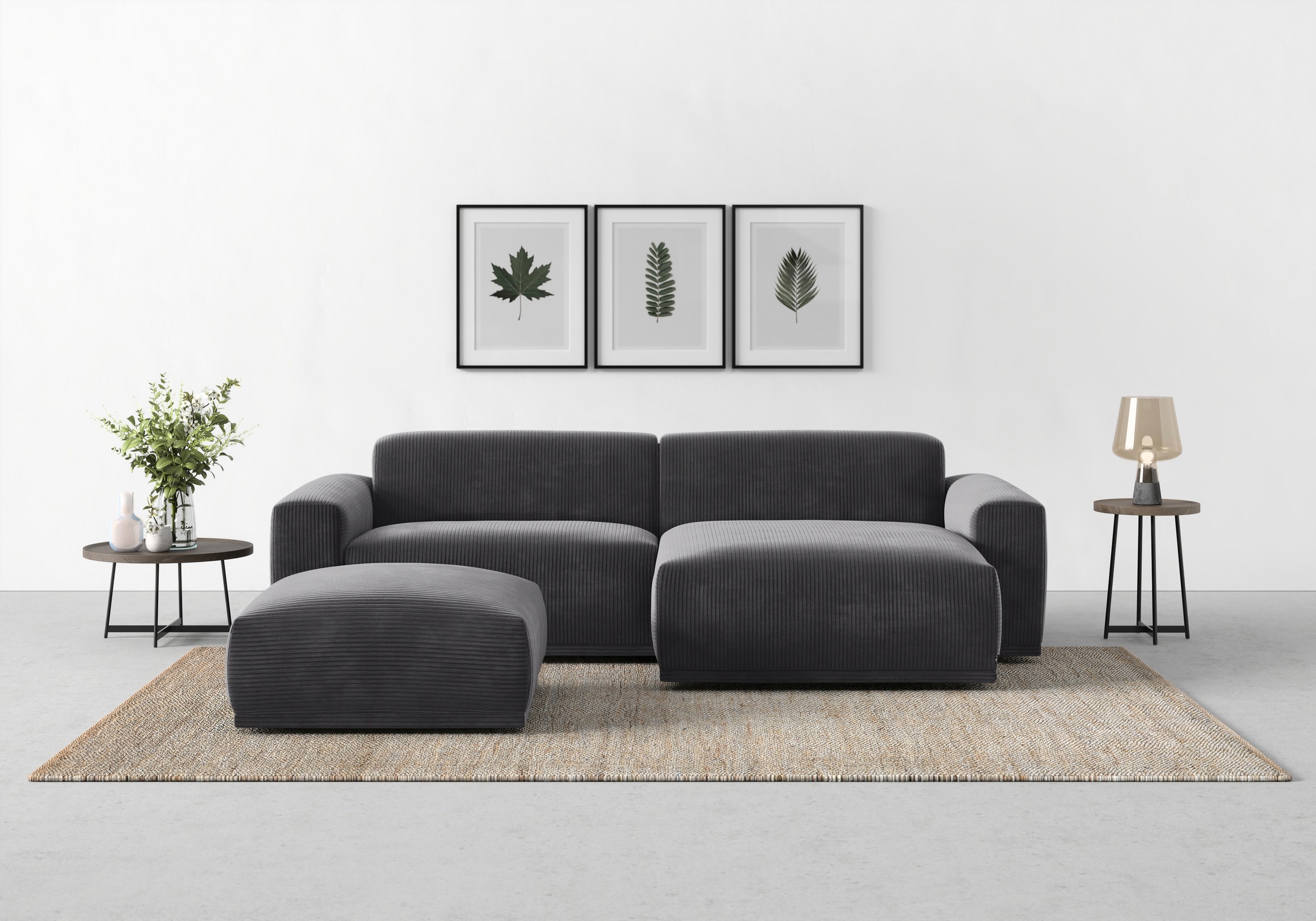 TRENDMANUFAKTUR Ecksofa »Braga, mit hochwertigem Kaltschaum, L-Form, in Cord erhältlich«, (2 St.), modernes Sofa, Couch mit hohem Sitzkomfort, 255/72/160 cm (B/H/T)