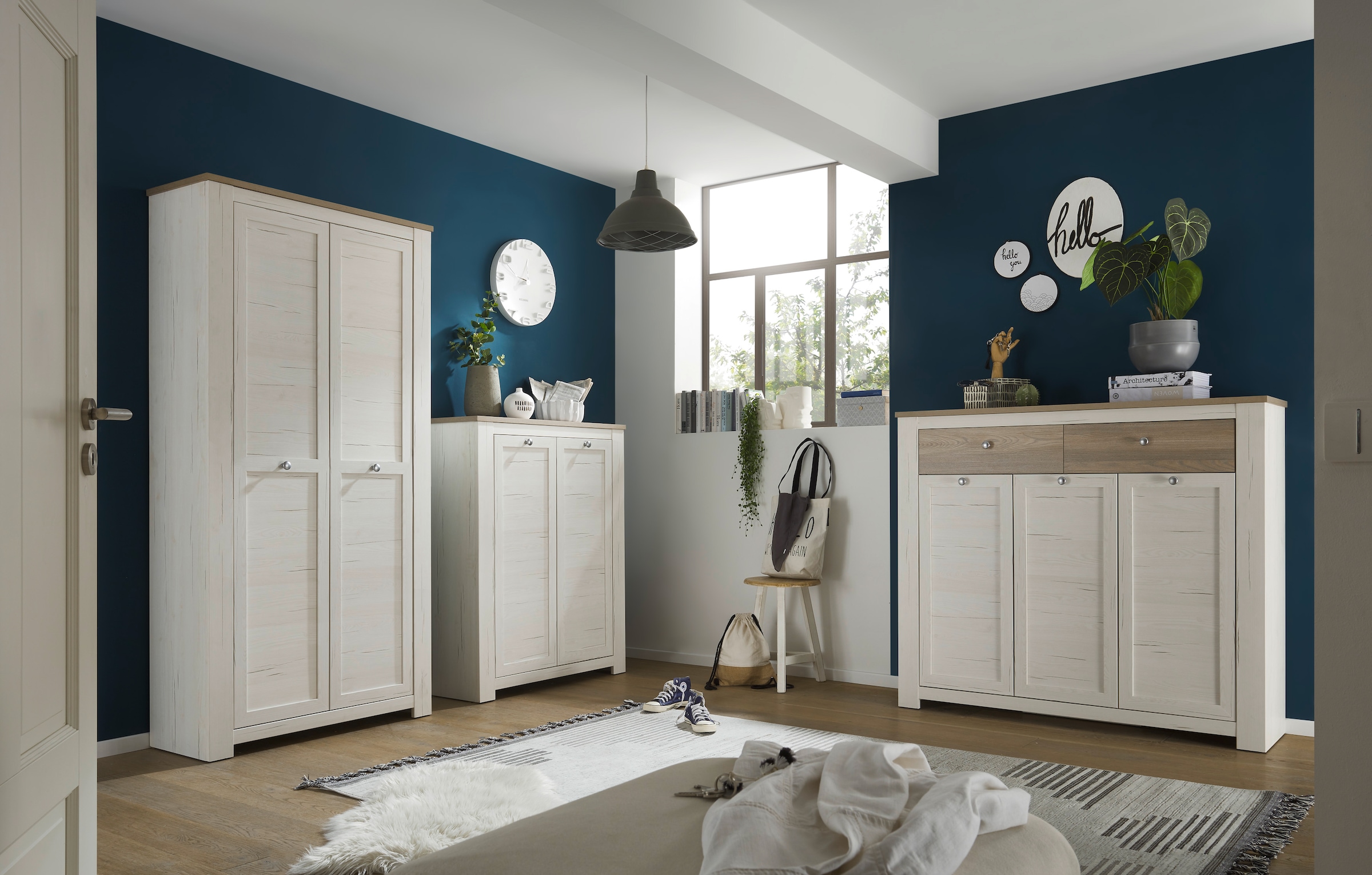 HBZ Schuhschrank »Brixen im Landhaustil, BxHxT 98x195x38 cm«, (1 St.), Schuhschrank mit 4 Türen, 1 Schubkasten, 6 Einlegeböden