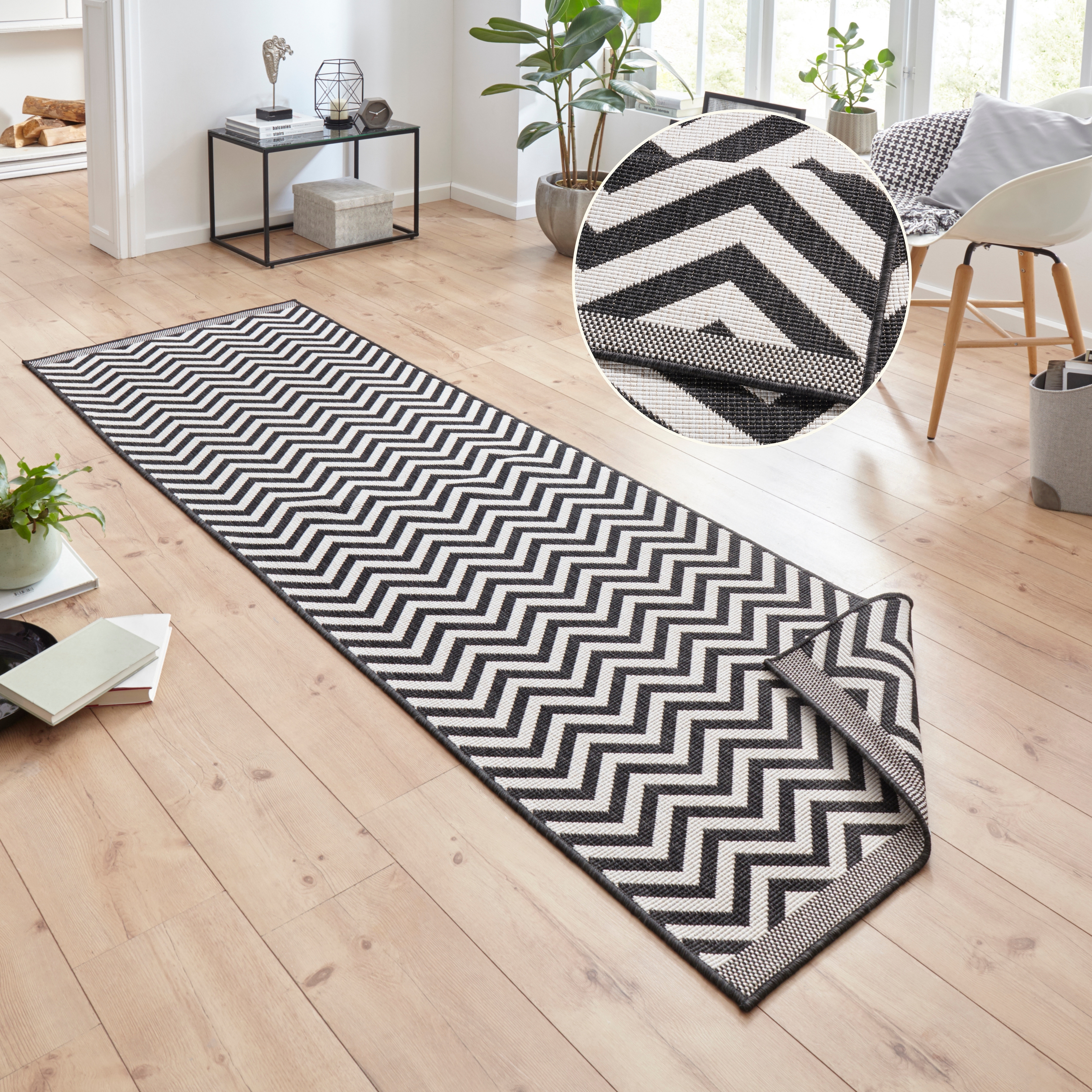 NORTHRUGS Teppich "Palma Wendeteppich" rechteckig 5 mm Höhe In-& Outdoor, Wetterfest, Balkon, Läufer, Wohnzimmer, Wasserfest