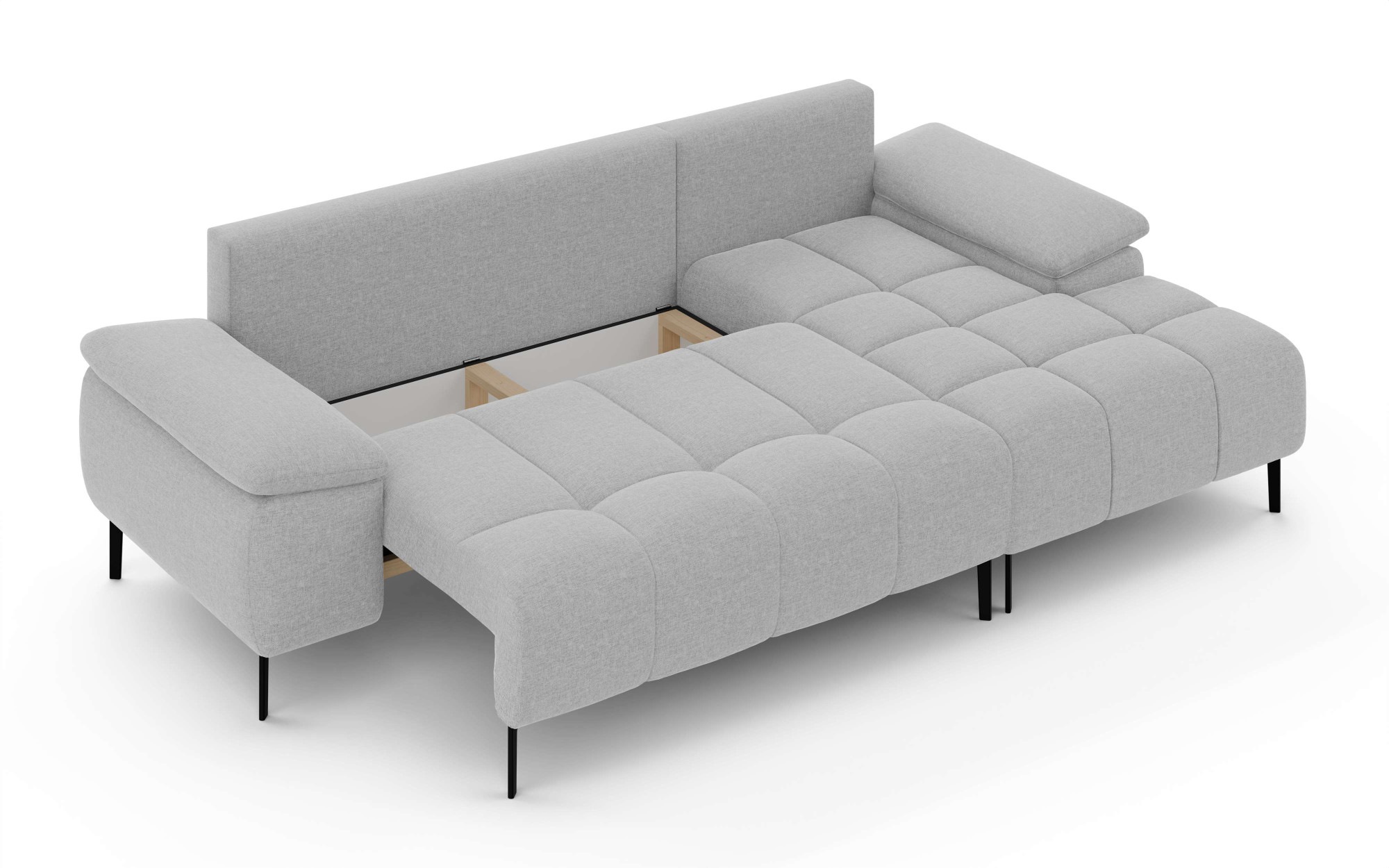 INOSIGN Ecksofa »DROMARA Schlafsofa mit Bettkasten, Maße: B/T/H 277/141/91 cm«, L-Form mit Recamiere rechts/links bestellbar, Wellenunterfederung