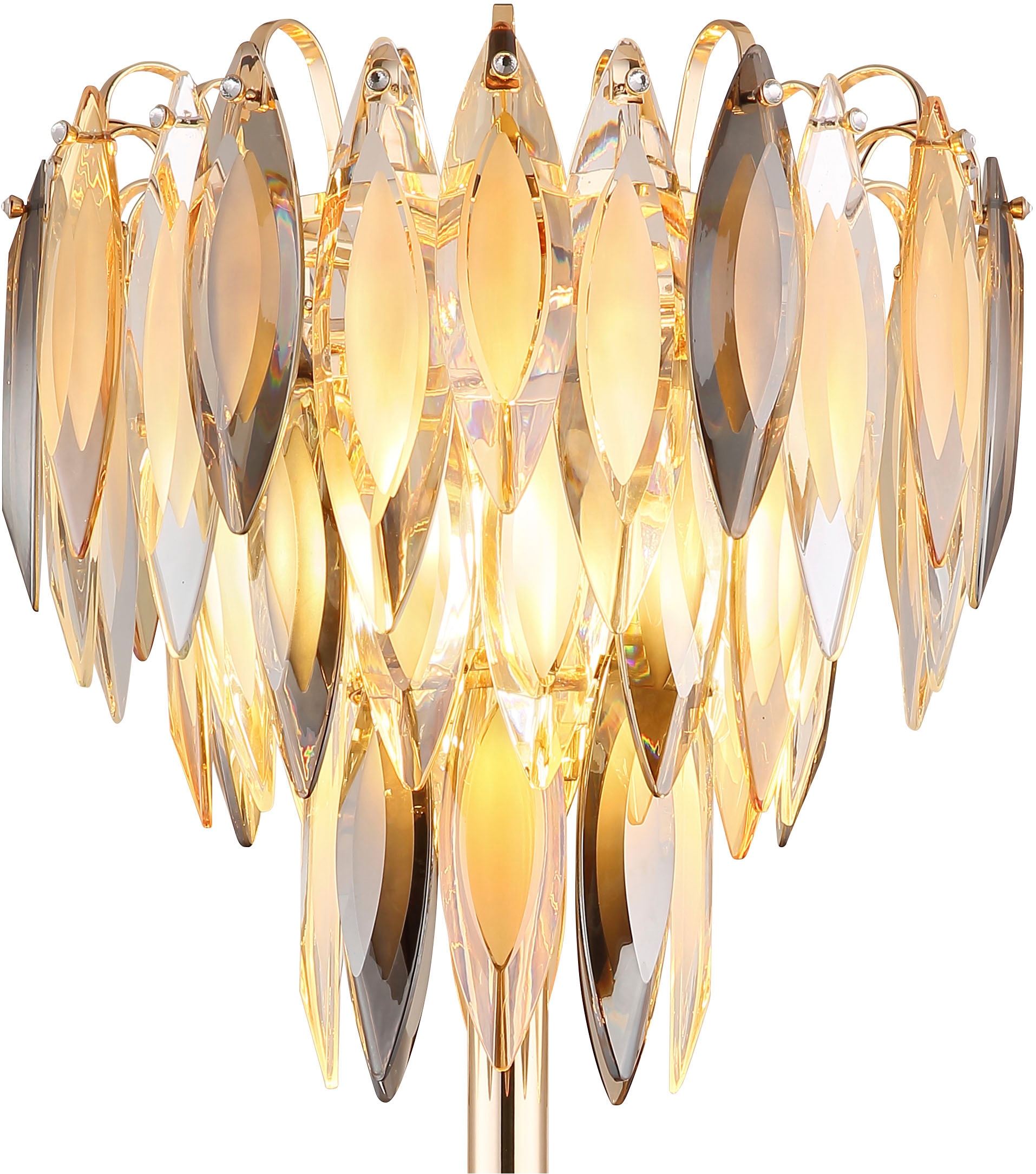 GLOBO LIGHTING Stehlampe »ELINOR« E14 1 Stk. Stehleuchte Gold/Marmor, K9 Kristalle, Fußtrittschalter, E14