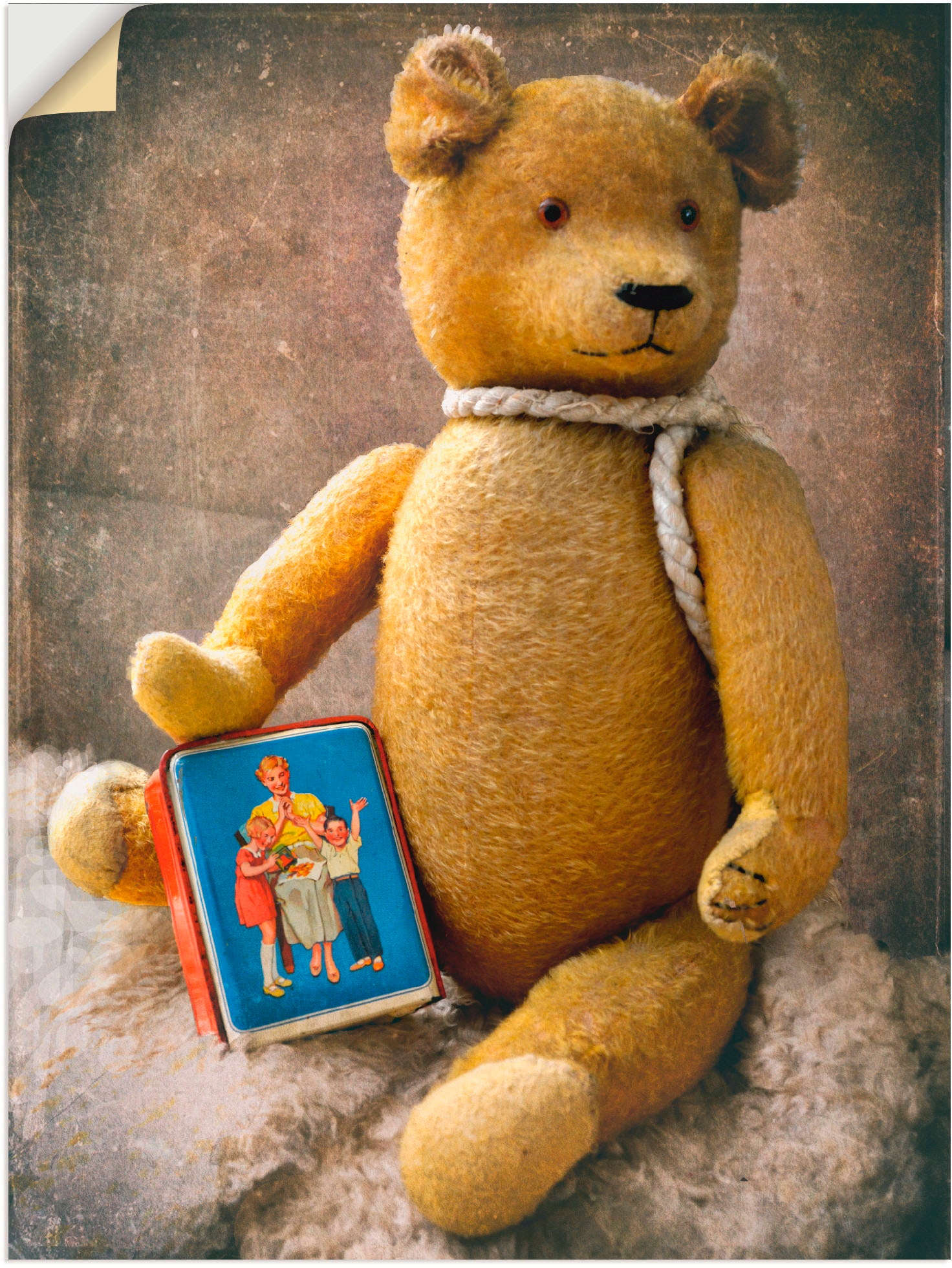 Artland Wandbild "Teddybär mit Sparbüchse", Spielzeuge, (1 St.), als Leinwandbild, Wandaufkleber in verschied. Größen