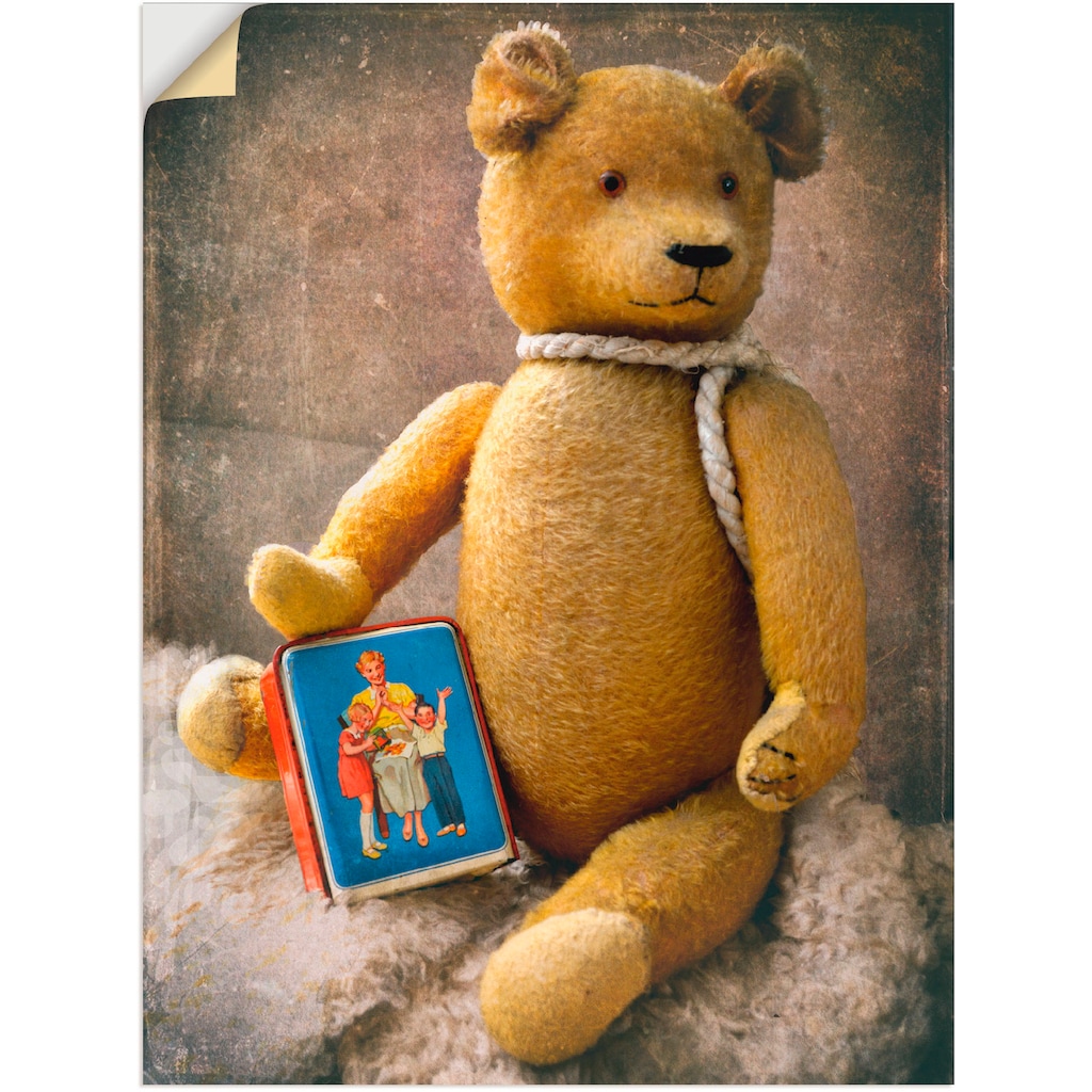 Artland Wandbild »Teddybär mit Sparbüchse«, Spielzeuge, (1 St.)