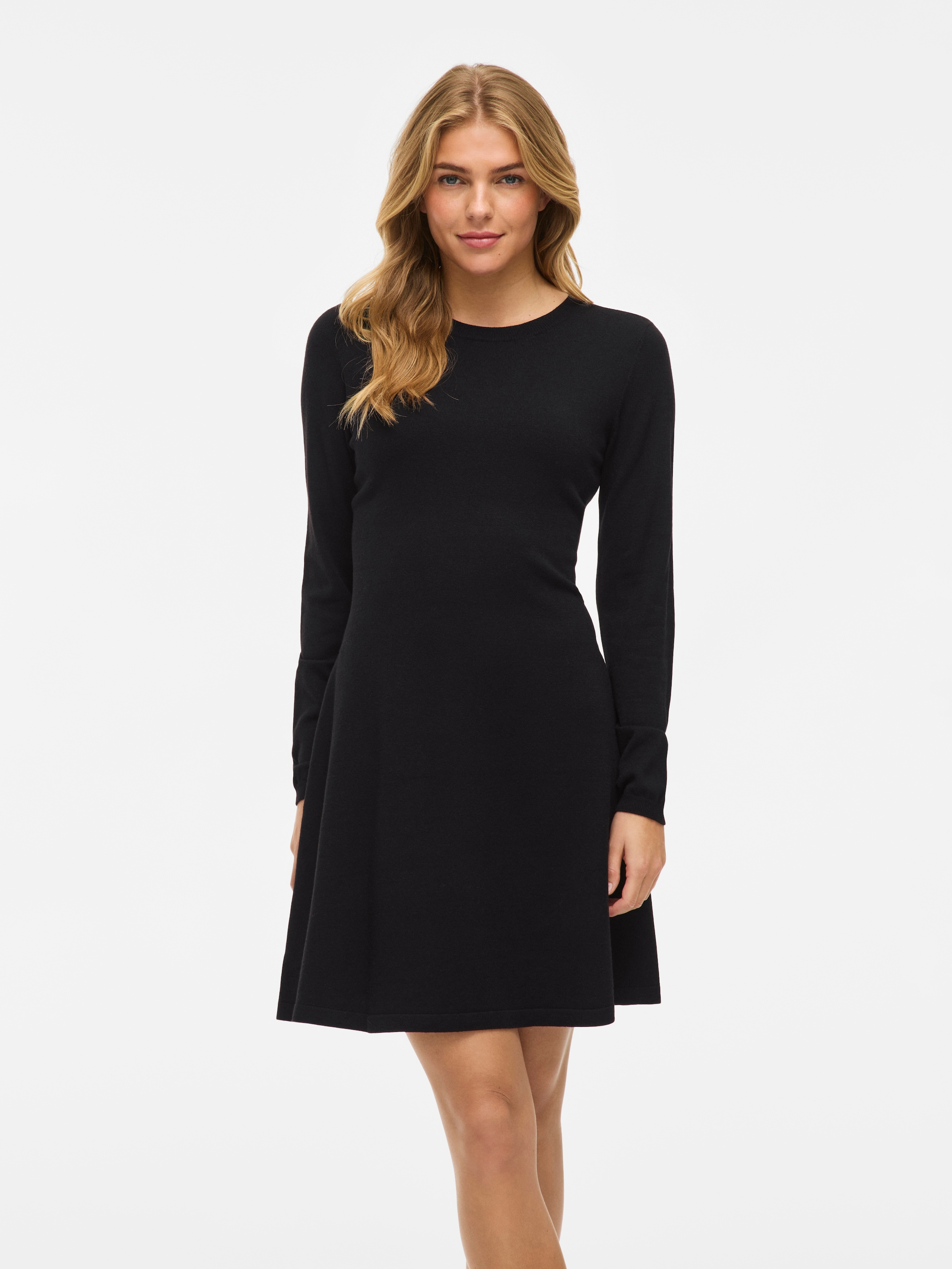Vila Strickkleid "VICOMFY A-LINE O-NECK KNIT DRESS - NOOS" Materialmix, nor günstig online kaufen