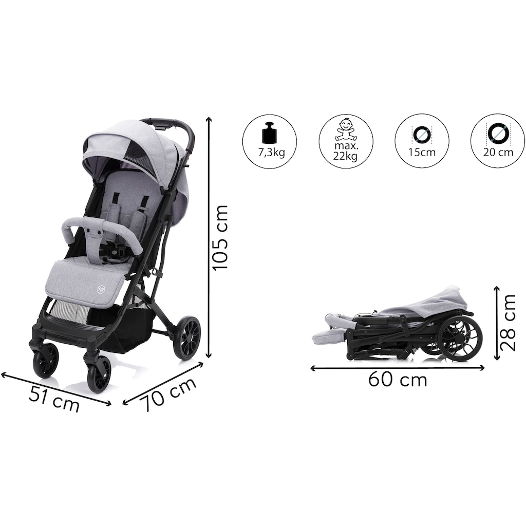 Fillikid Kinder-Buggy »Styler Elite, hellgrau melange«, 22 kg