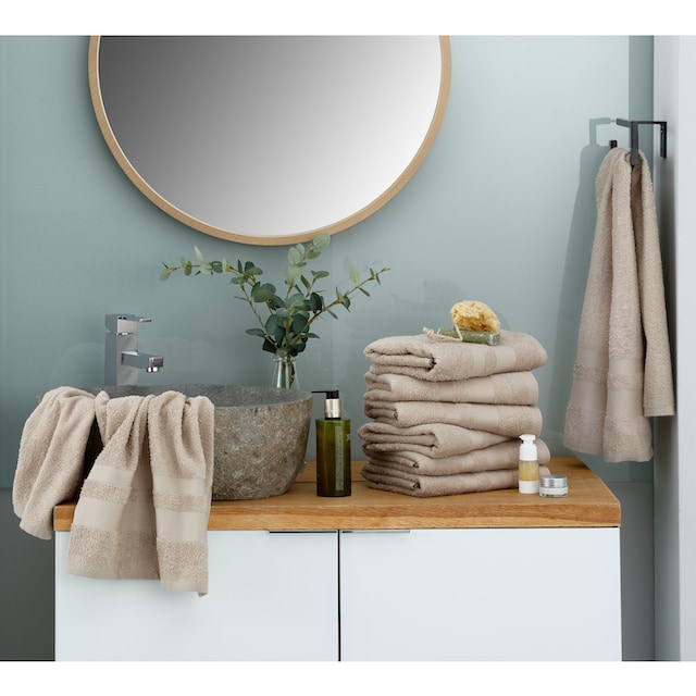 my home Handtuch Set »Vanessa«, Set, 8 tlg., Walkfrottee, Handtücher mit  Bordüre, einfarbiges Handtuch-Set aus 100% Baumwolle auf Rechnung | BAUR