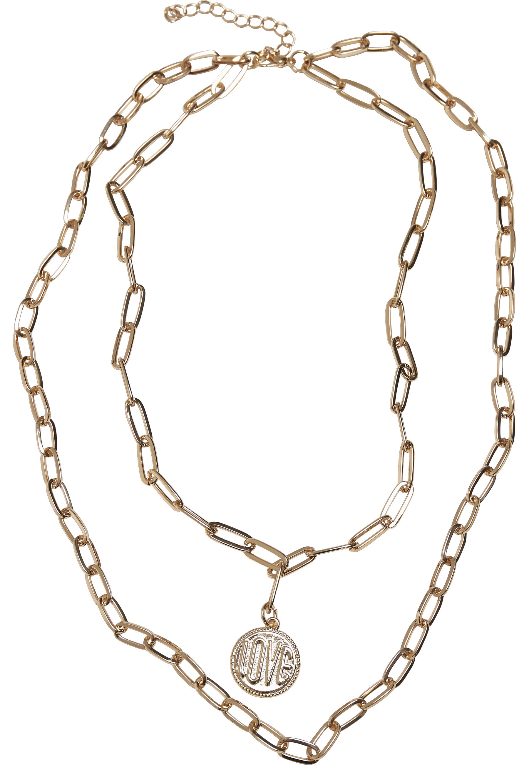URBAN CLASSICS Damen Edelstahlkette "Urban Classics Damen Love Basic Necklace", onesize, Eisen, gold, Eisen, Halsketten