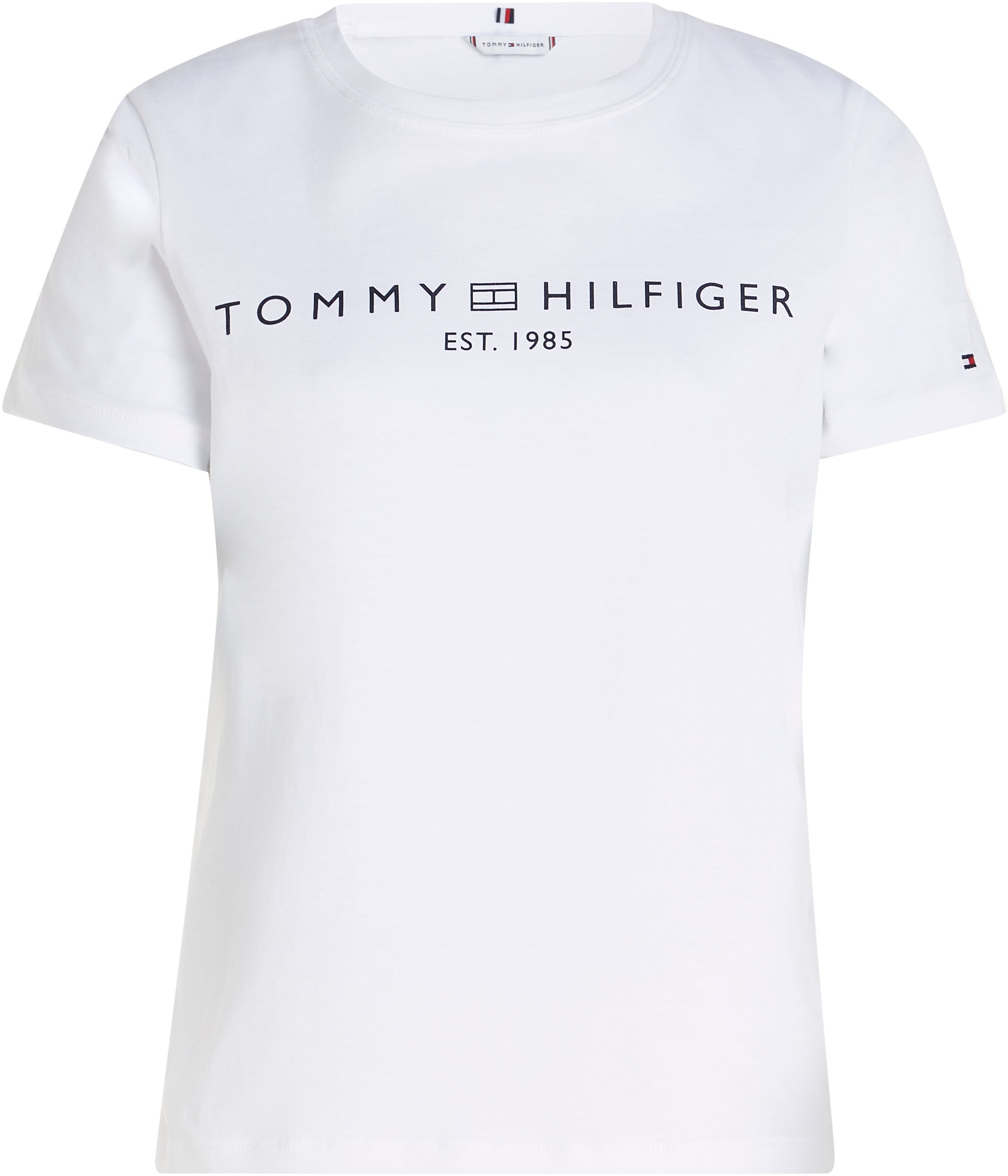 Tommy Hilfiger T-Shirt »REG CORP LOGO C-NK mit Logoschriftzug und Stickerei«, meliert, casual, regular fit, Baumwolle, Rundhals