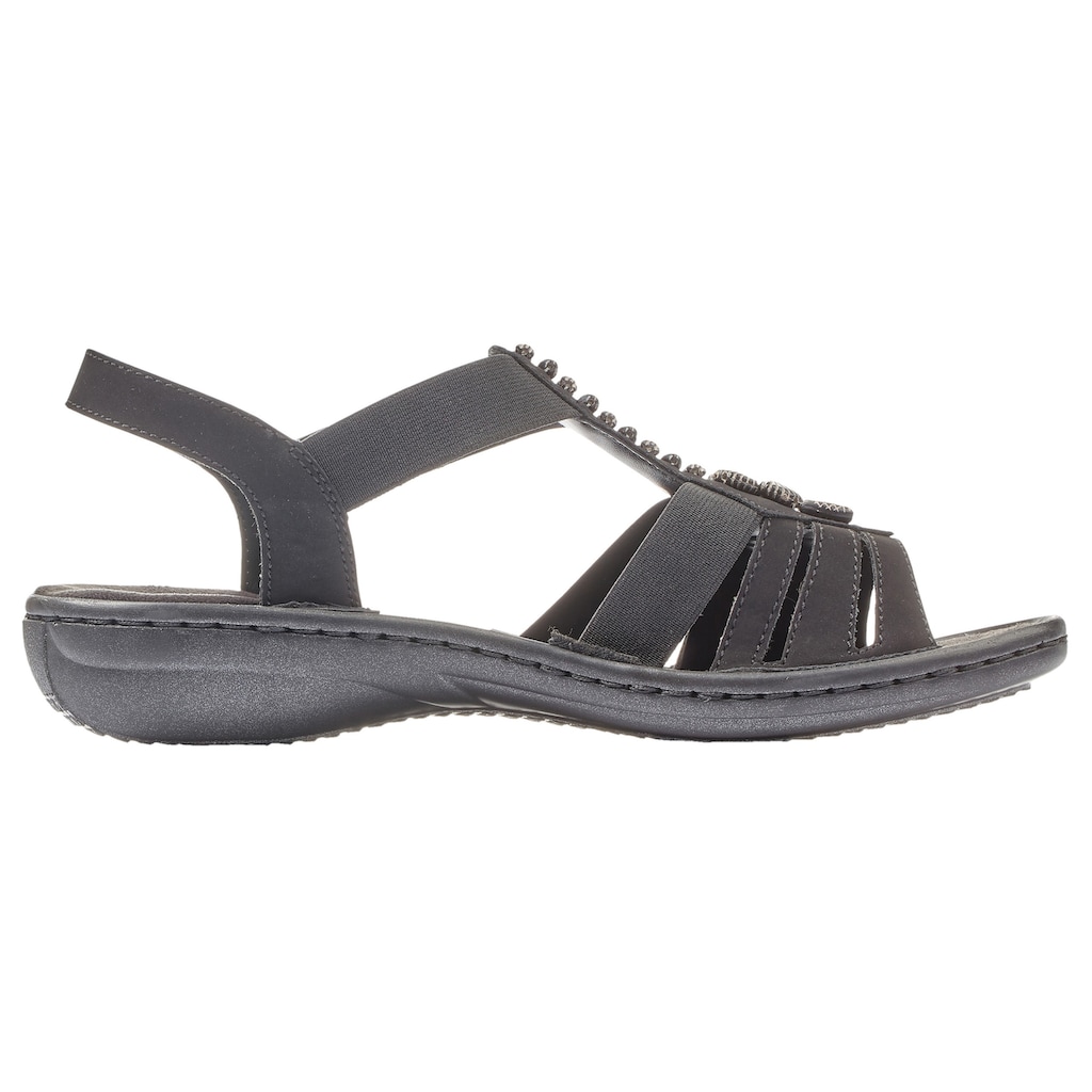 Rieker Riemchensandale, Sommerschuh, Sandalette, Keilabsatz, mit schöner Verzierung