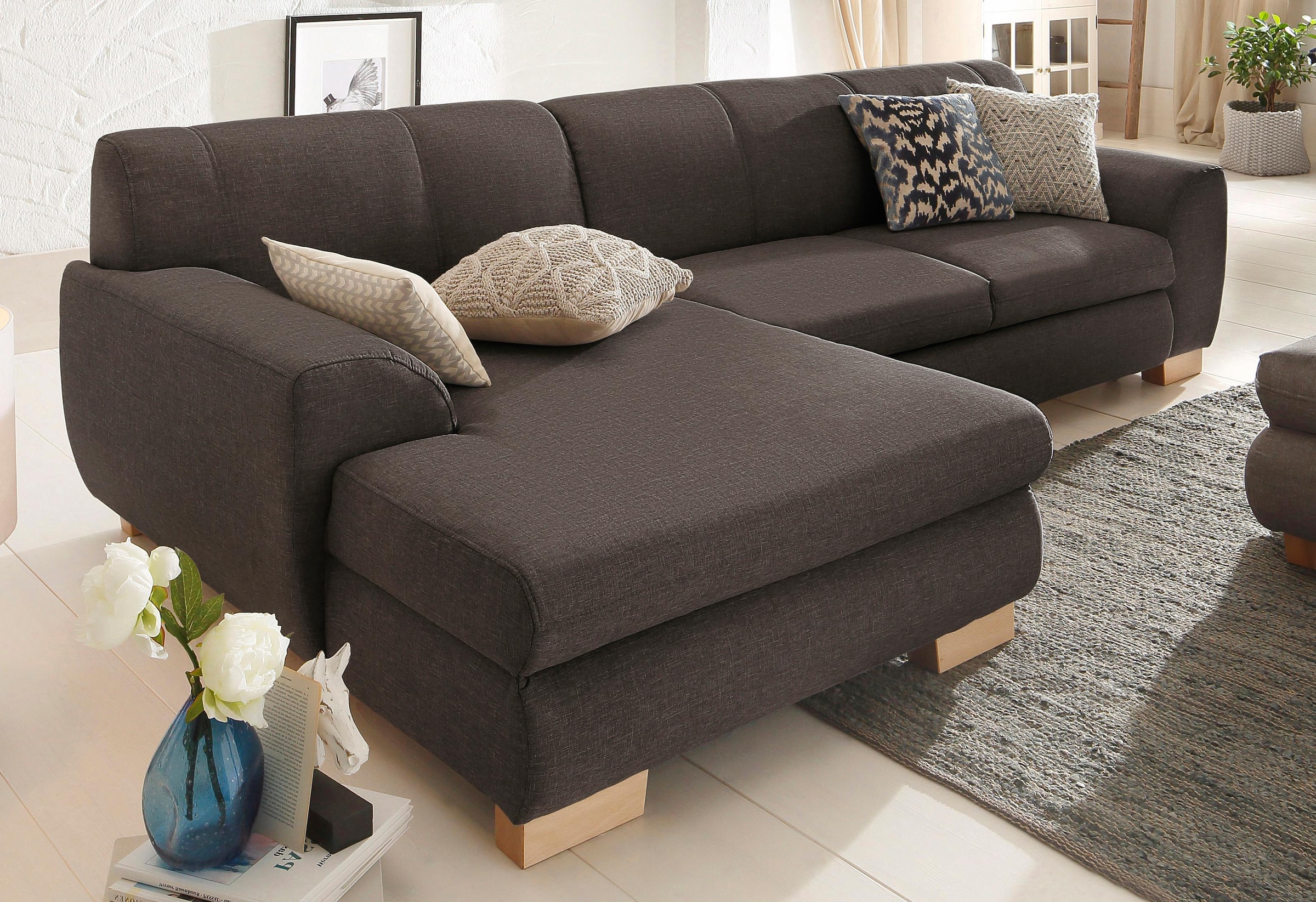 Home affaire Ecksofa »Nika L-Form«, Polsterecke, Struktur fein oder Melrose/Struktur, mit Bettfunktion