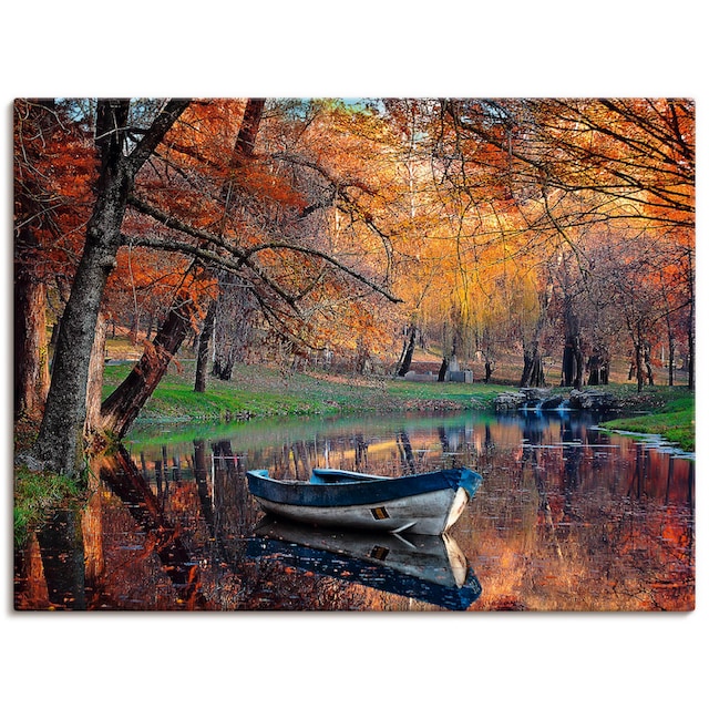 Artland Wandbild »Bunte Herbstlandschaft«, Boote & Schiffe, (1 St.), als  Leinwandbild, Wandaufkleber oder Poster in versch. Größen kaufen | BAUR