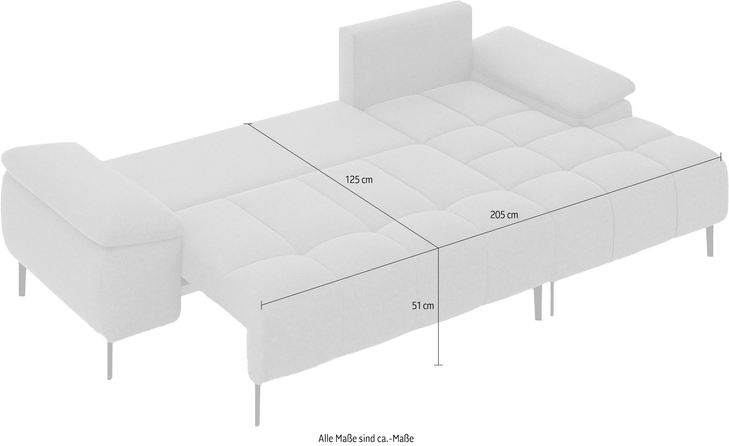 INOSIGN Ecksofa »DROMARA Schlafsofa mit Bettkasten, Maße: B/T/H 277/141/91 cm«, L-Form mit Recamiere rechts/links bestellbar, Wellenunterfederung