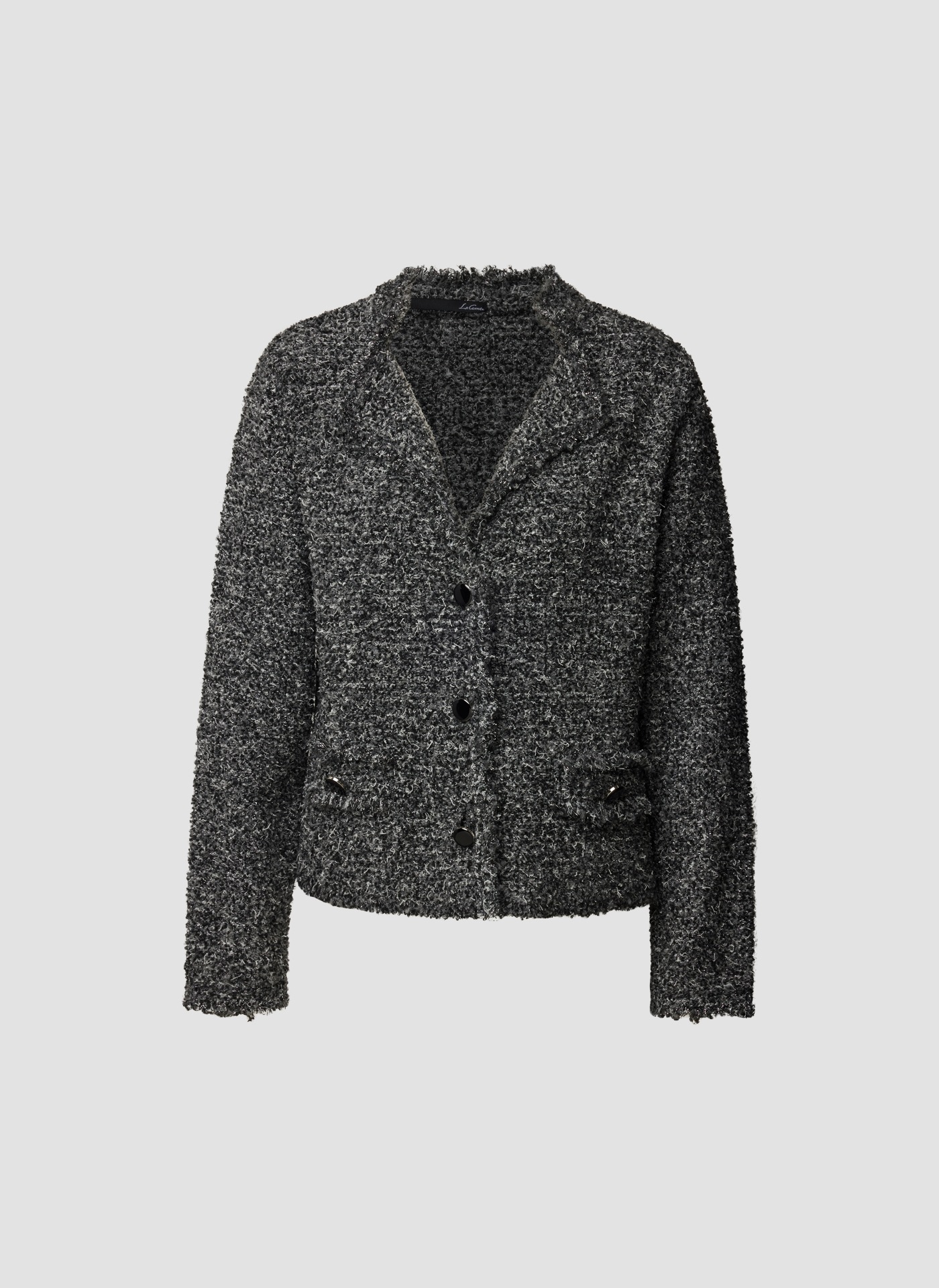 LeComte Strickjacke »LeComte Bouclé-Strickjacke mit V-Ausschnitt und Knopfdetails«